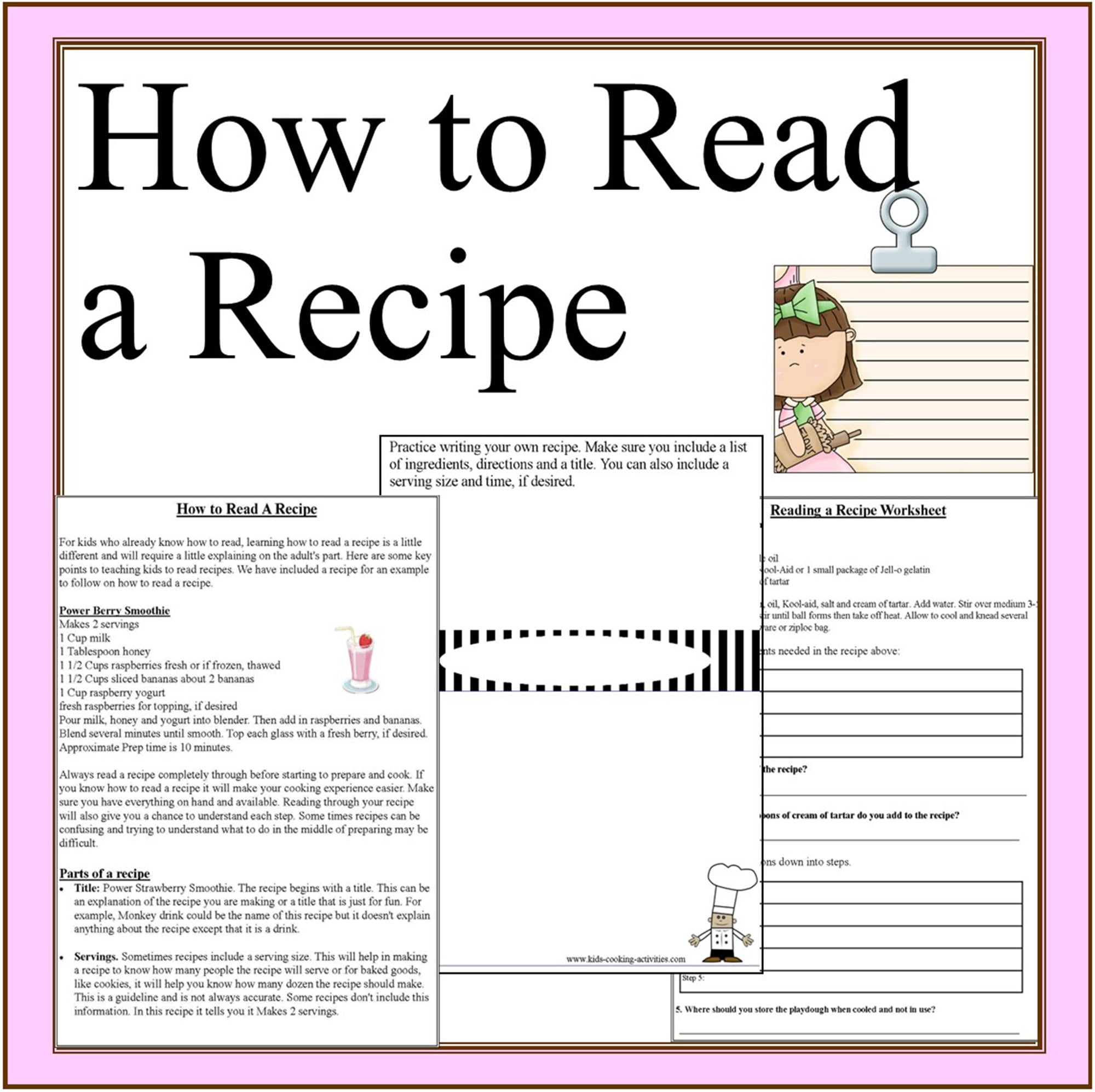 How To Read A Recipe Activity Cooking With Kids Printable Reading A Recipe Worksheets Etsy How To Read A Recipe Activity Cooking With Kids Printable Reading A Recipe Worksheets Etsy