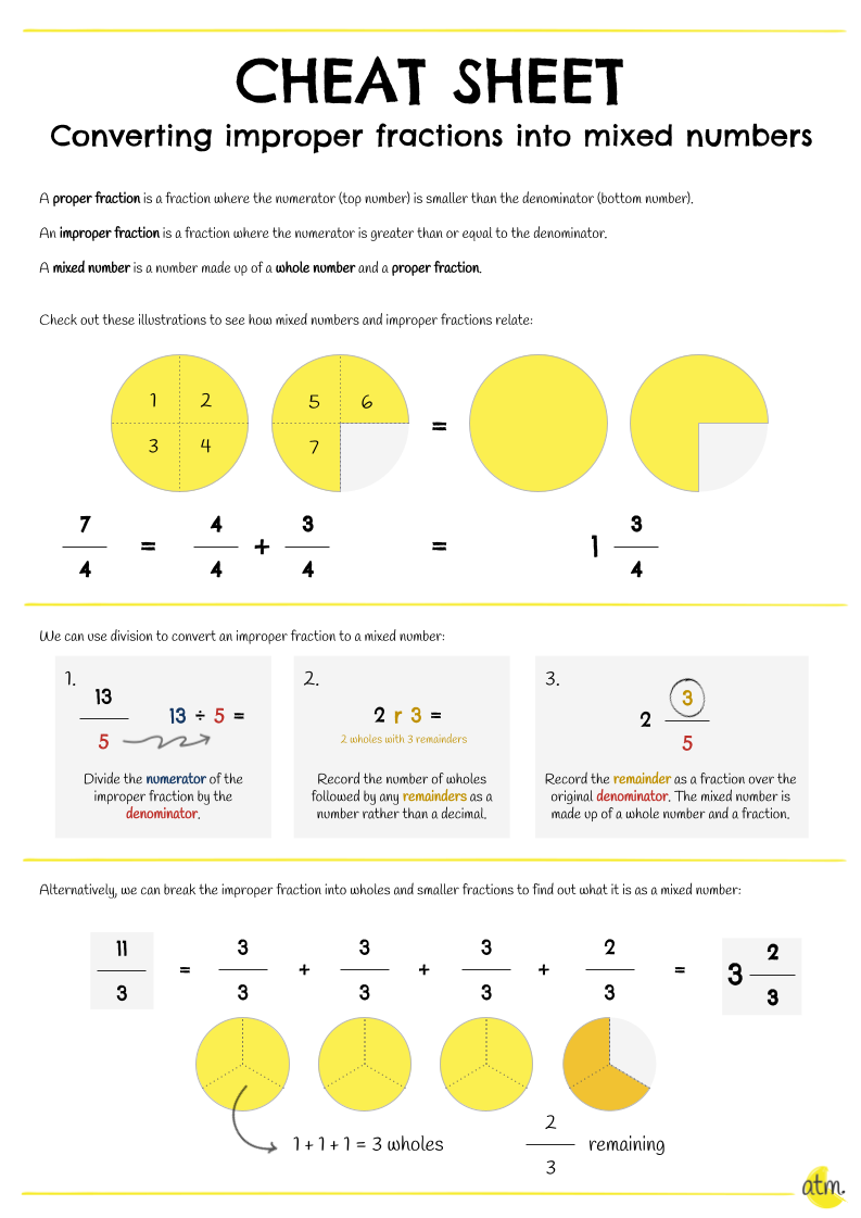 improper fractions to mixed numbers worksheet