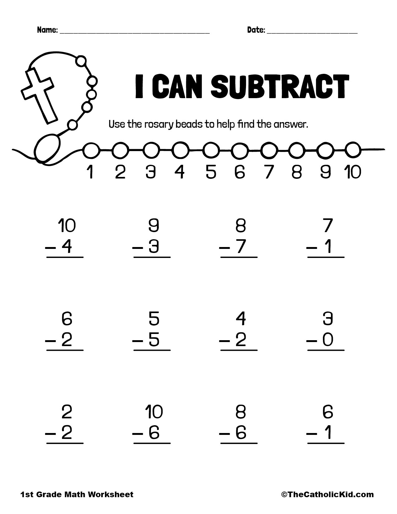 subtraction worksheets for grade 1