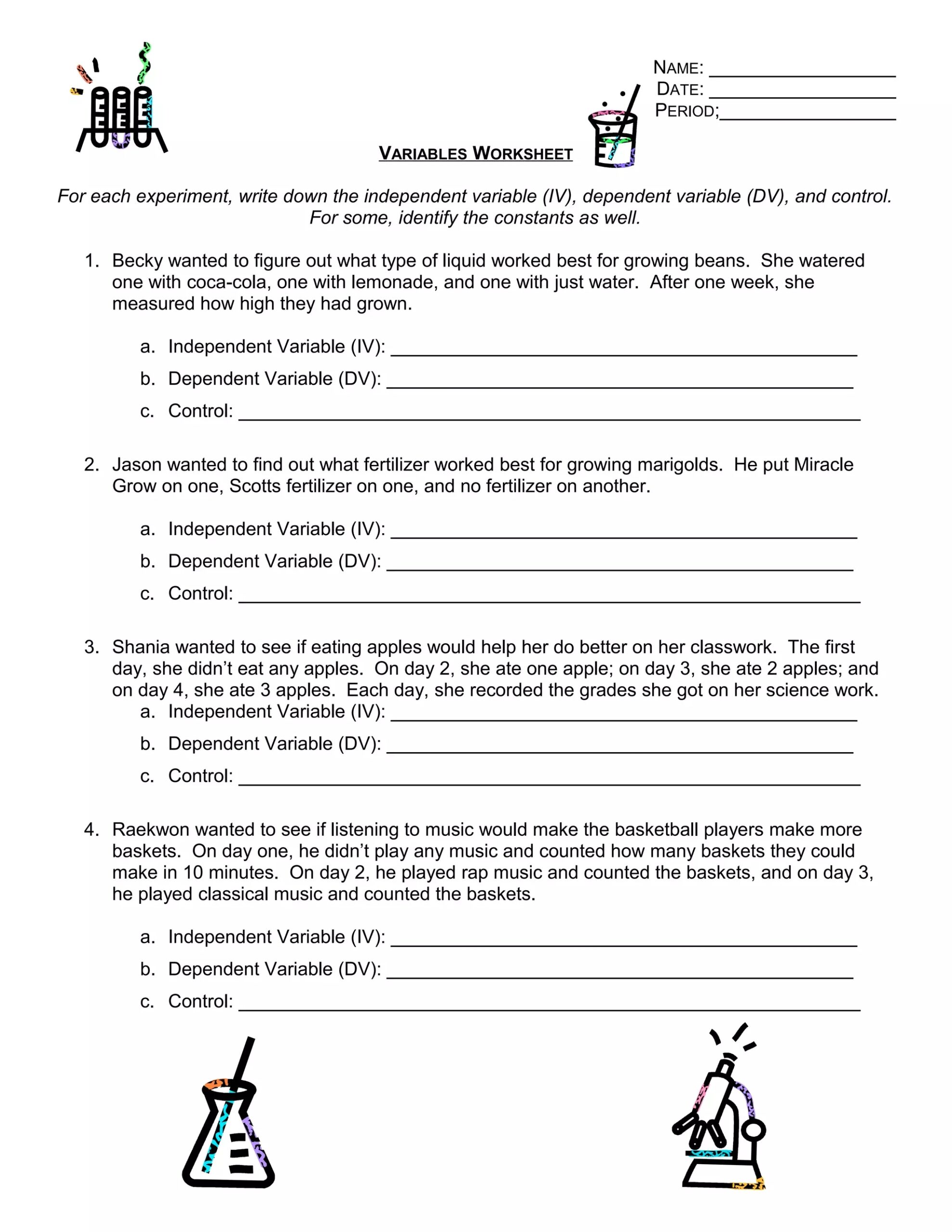 Identifying Independent And Dependent Variables Worksheet DOC Hair Care Beauty