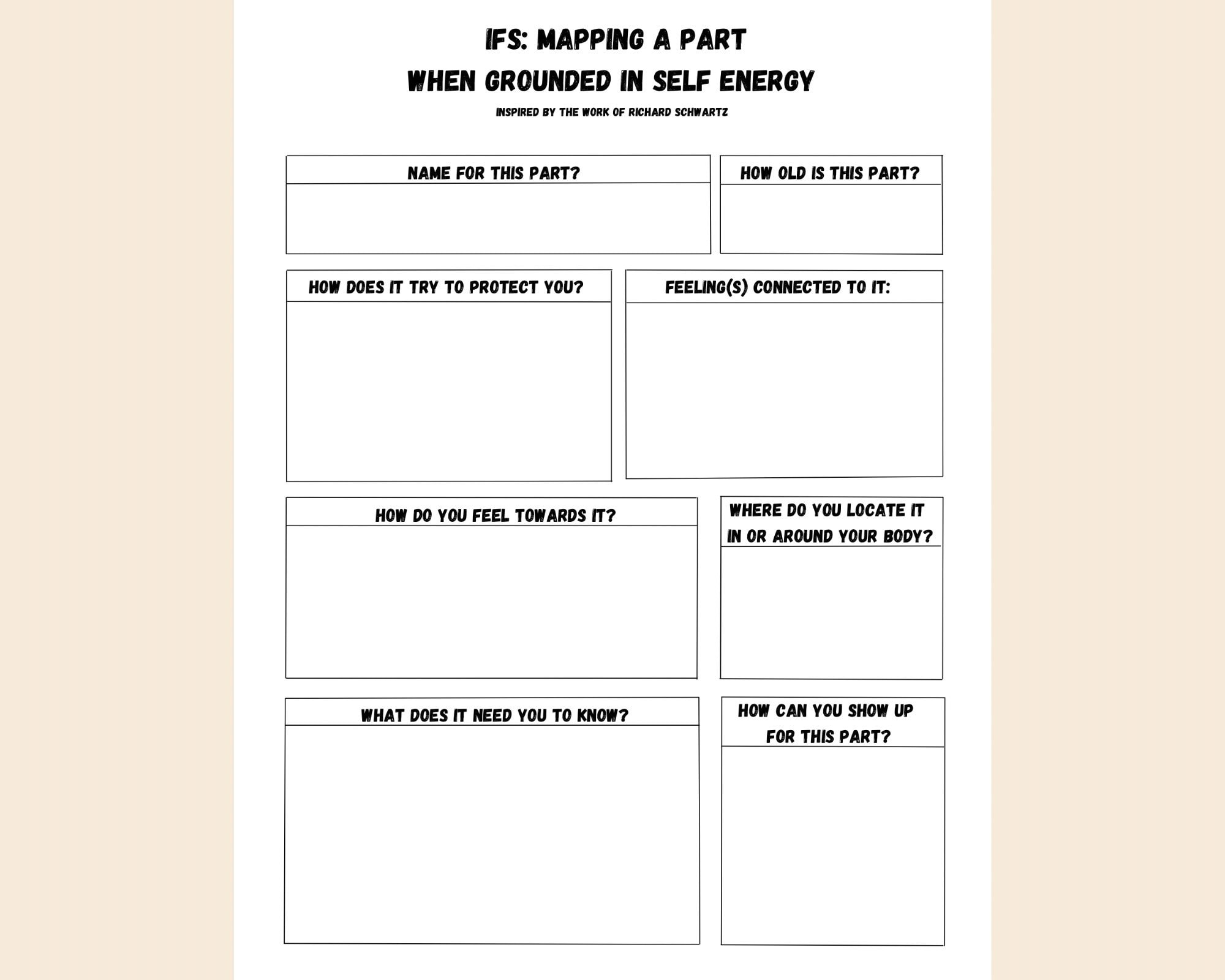 IFS Part Mapping Worksheet Internal Family Systems Handout digital Download Etsy Ireland