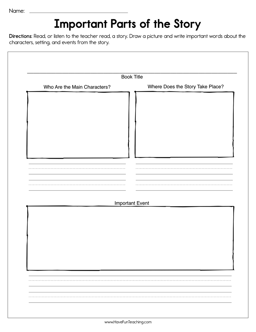Important Parts Of The Story Worksheet Have Fun Teaching