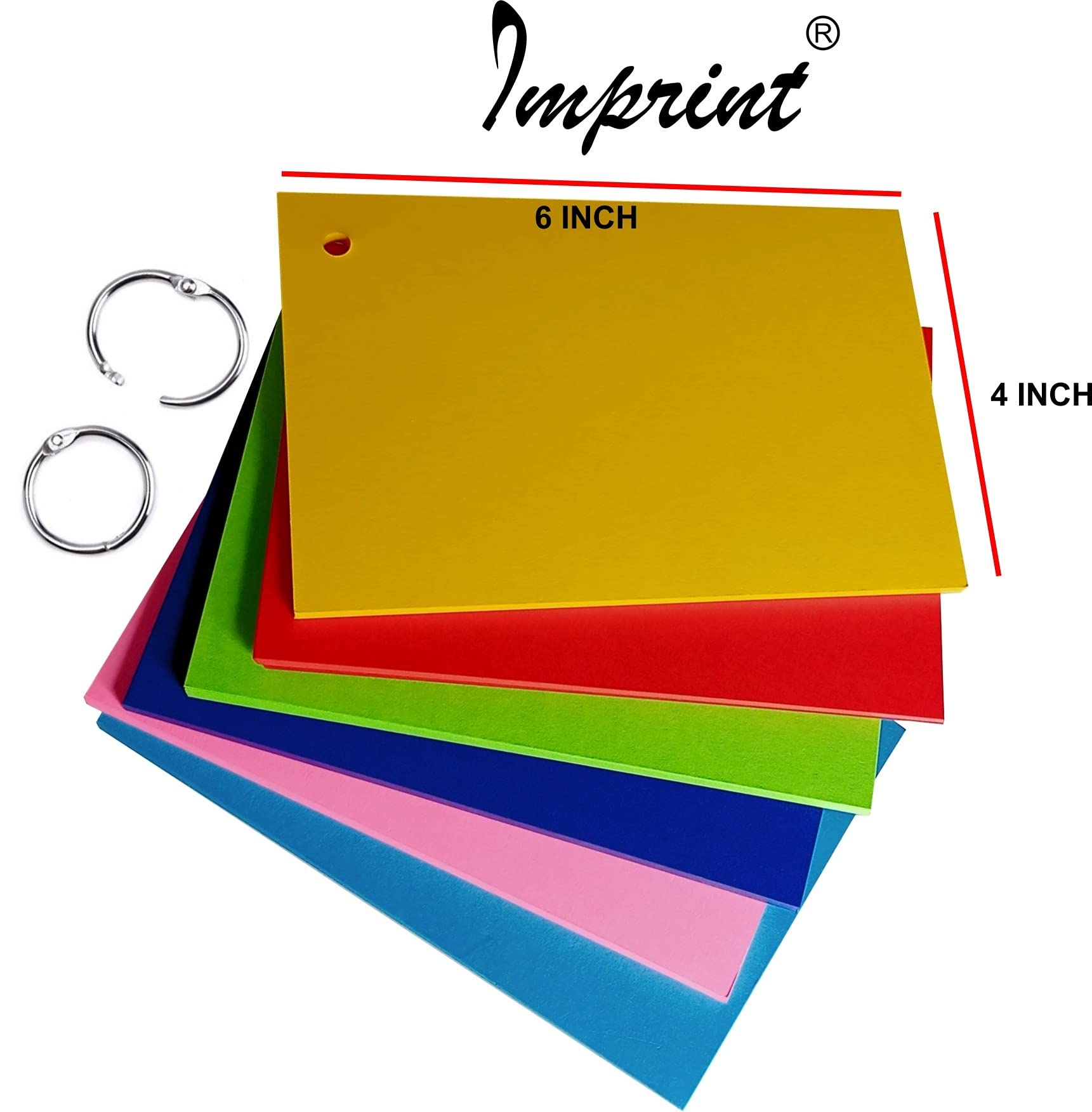 IMPRINT Flash Cards Index Cards 4 X 6 Inch Size 100 Sheets 6 Mix Colour 170 To 200 GSM Thickness SIngle Hole Cards Amazon in Office Products