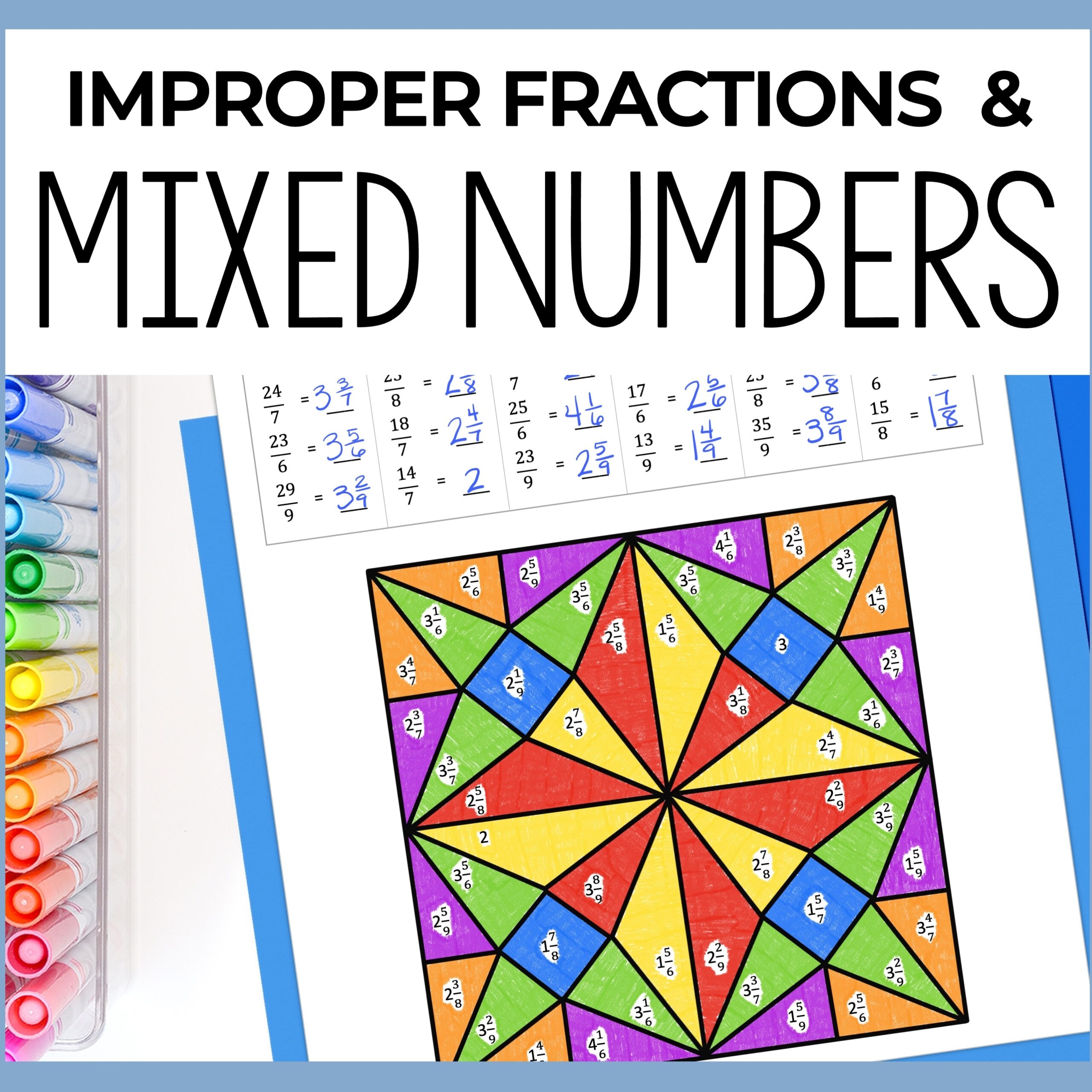 mixed number to improper fraction worksheet