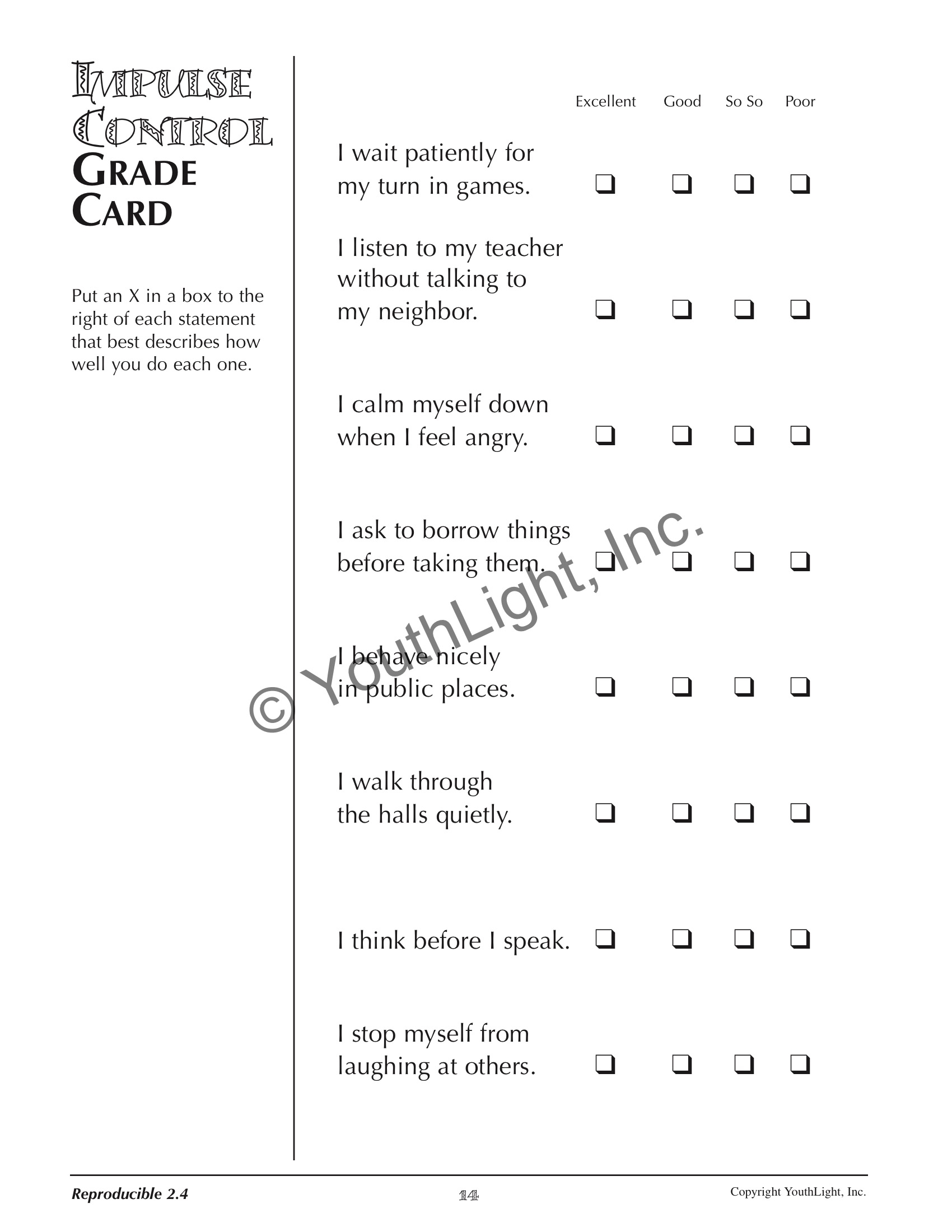 Impulse Control Activities Worksheets For Elementary Students With CD By Tonia Caselman K 12resources