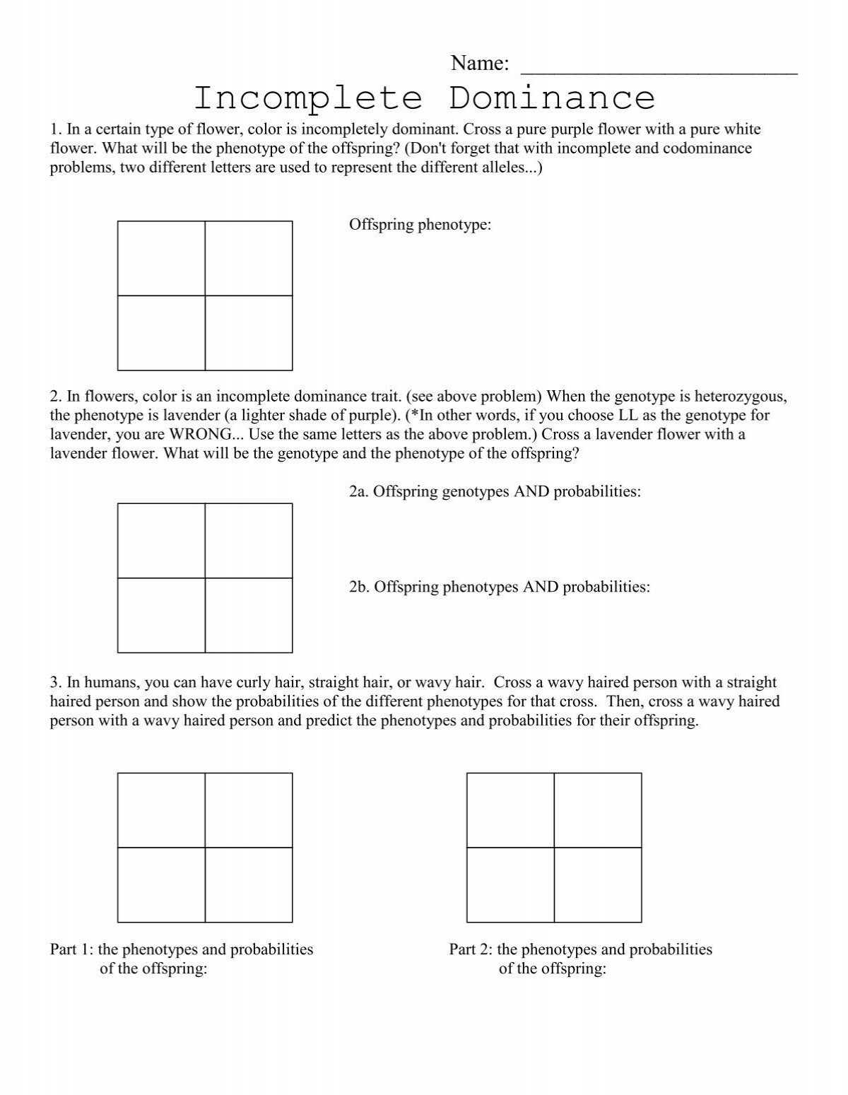 Incomplete Dominance And Codominance Problems pdf