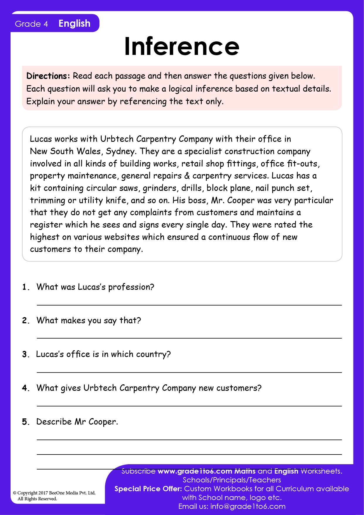 making inferences worksheet