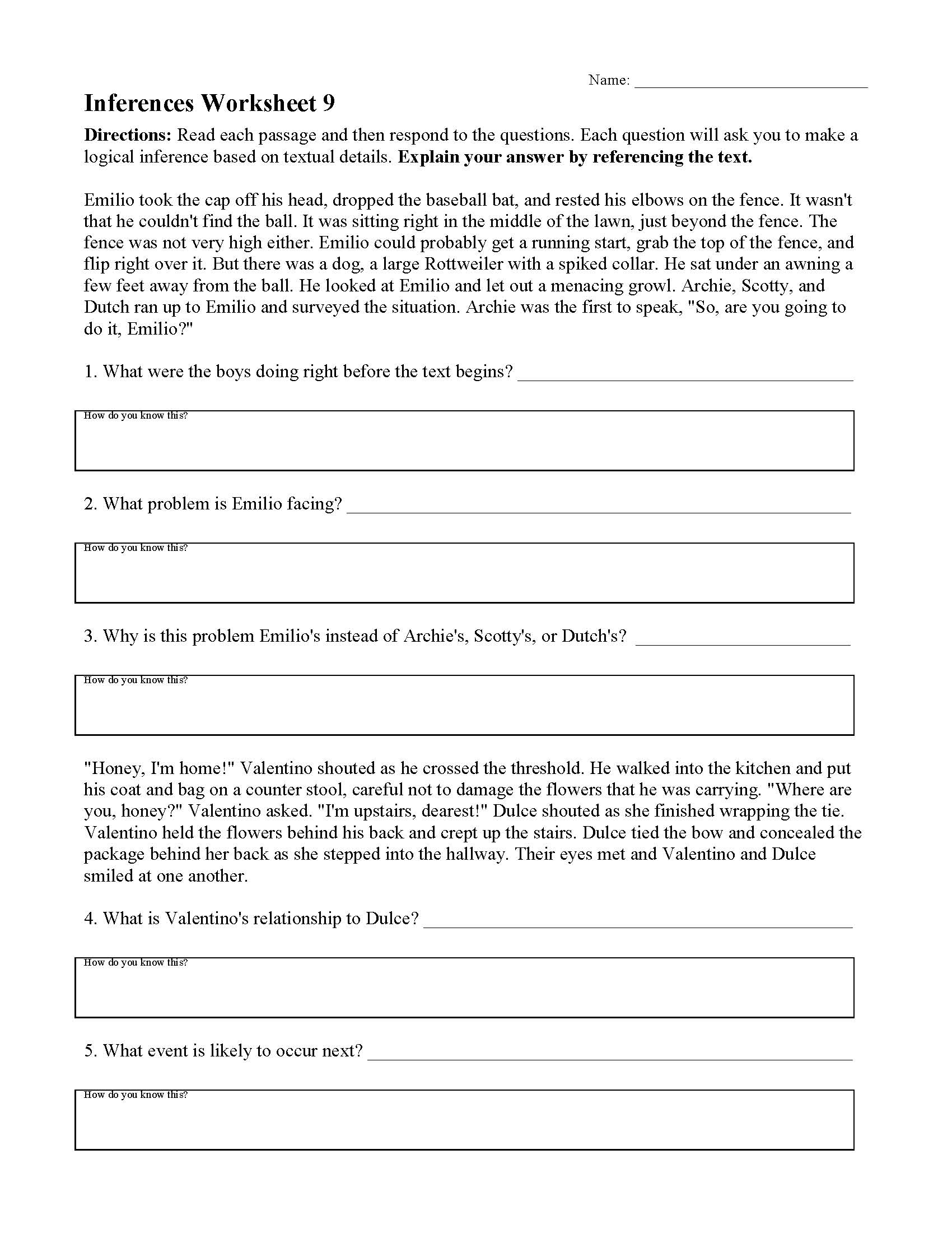 Inferences Worksheet 9 Reading Activity Worksheets Library