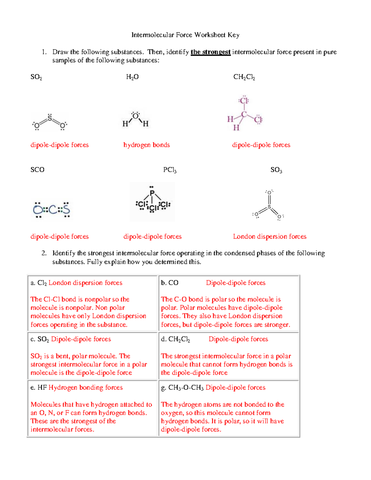 Intermolecular Force Worksheet Key 34 Rt Scr Intermolecular Force Worksheet Key Draw The Following Studocu