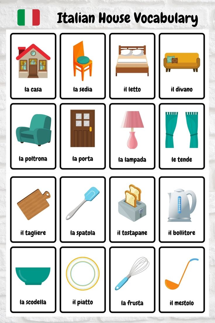 Italian House Vocabulary Flashcards For Fun Italian Learning Activities