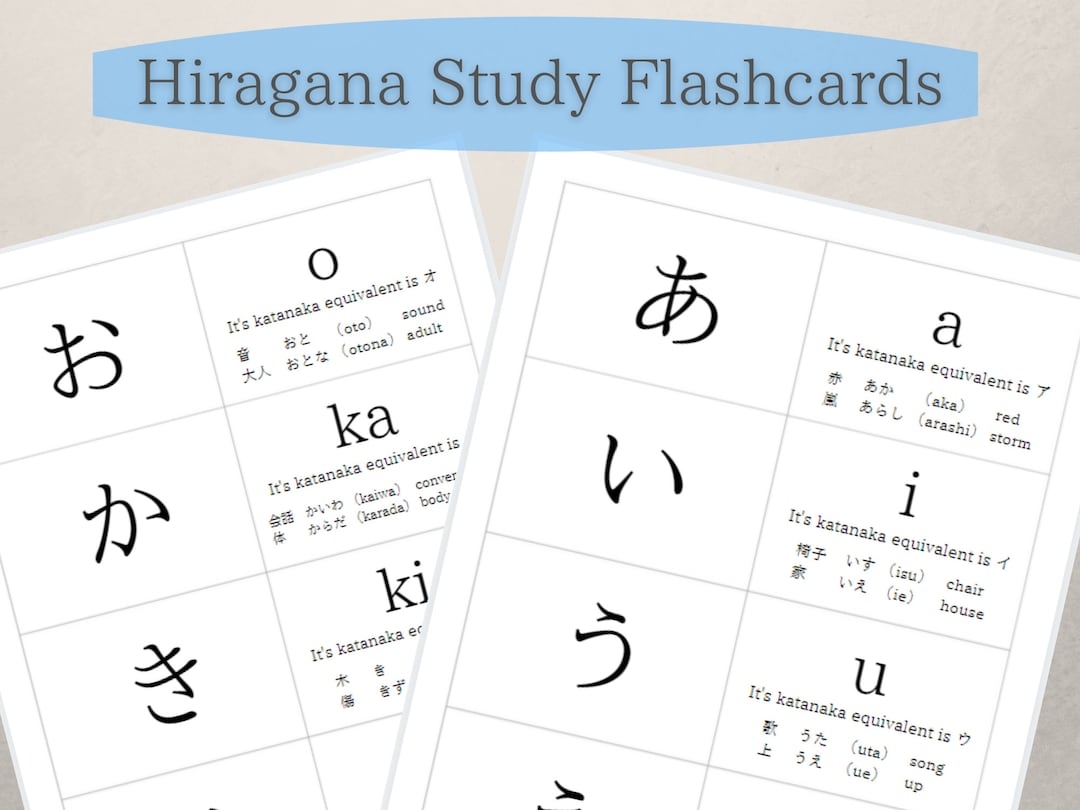 Japanese Hiragana Study Flashcards Digital Download Printable PDF Etsy Australia