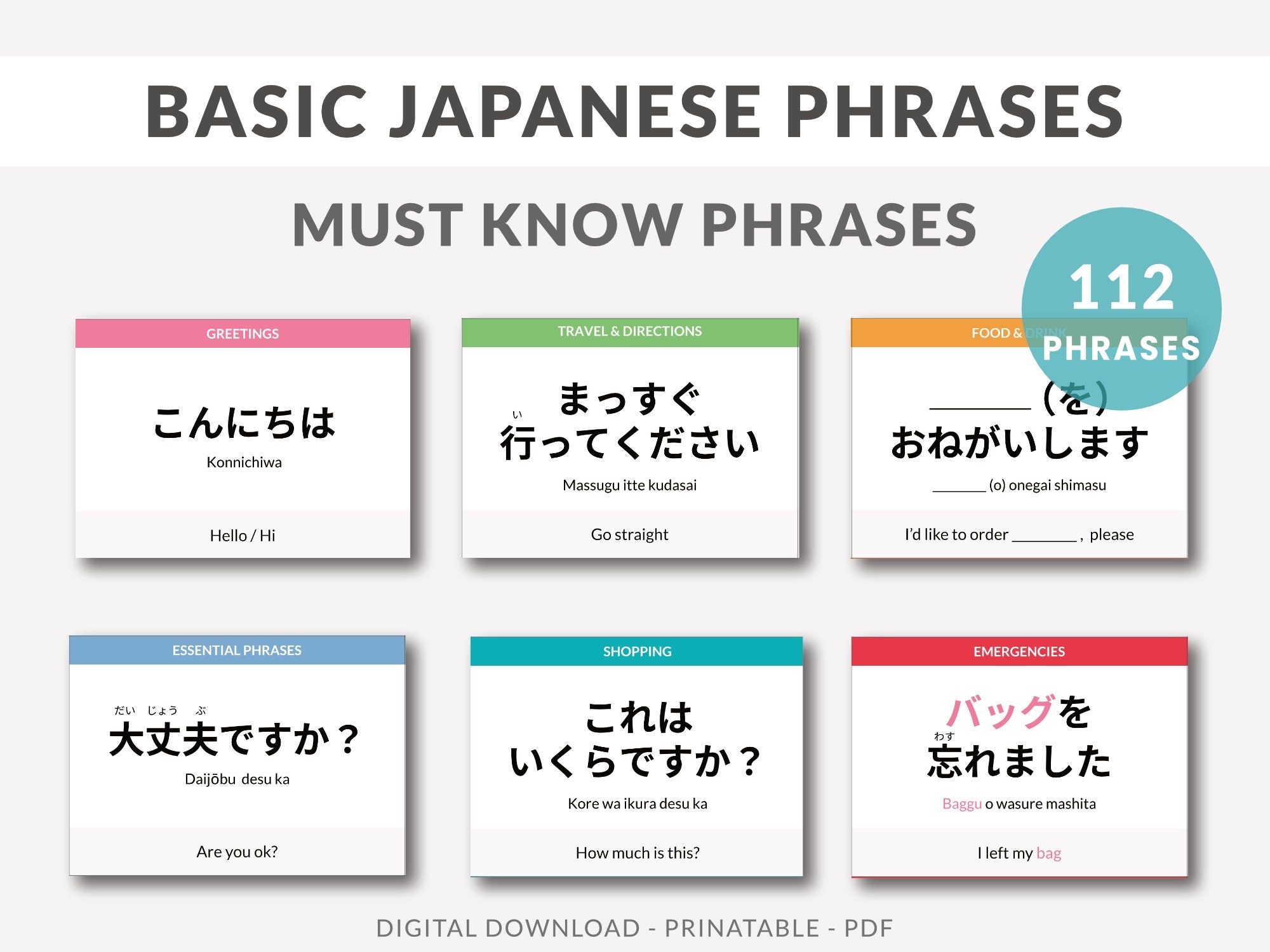 Japanische Redewendungen Flashcards F r Anf nger 112 Wichtige Redewendungen PDF Muster Etsy de