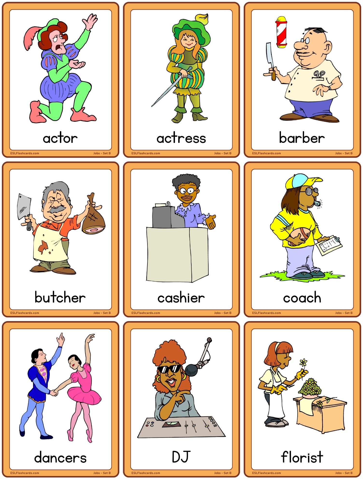 Jobs Flashcards Set B ESL Flashcards