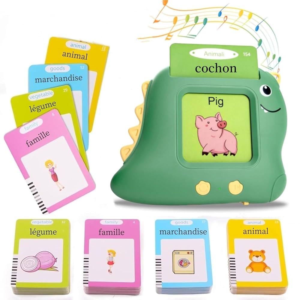 JoyJoyful French Interactive Learning Toy For Children 1 2 3 4 5 6 Years Old Talking Flash Cards Montessori Toy Audible Learning Toy For Girls Boys 112 Sheets 224 Words Amazon de Toys