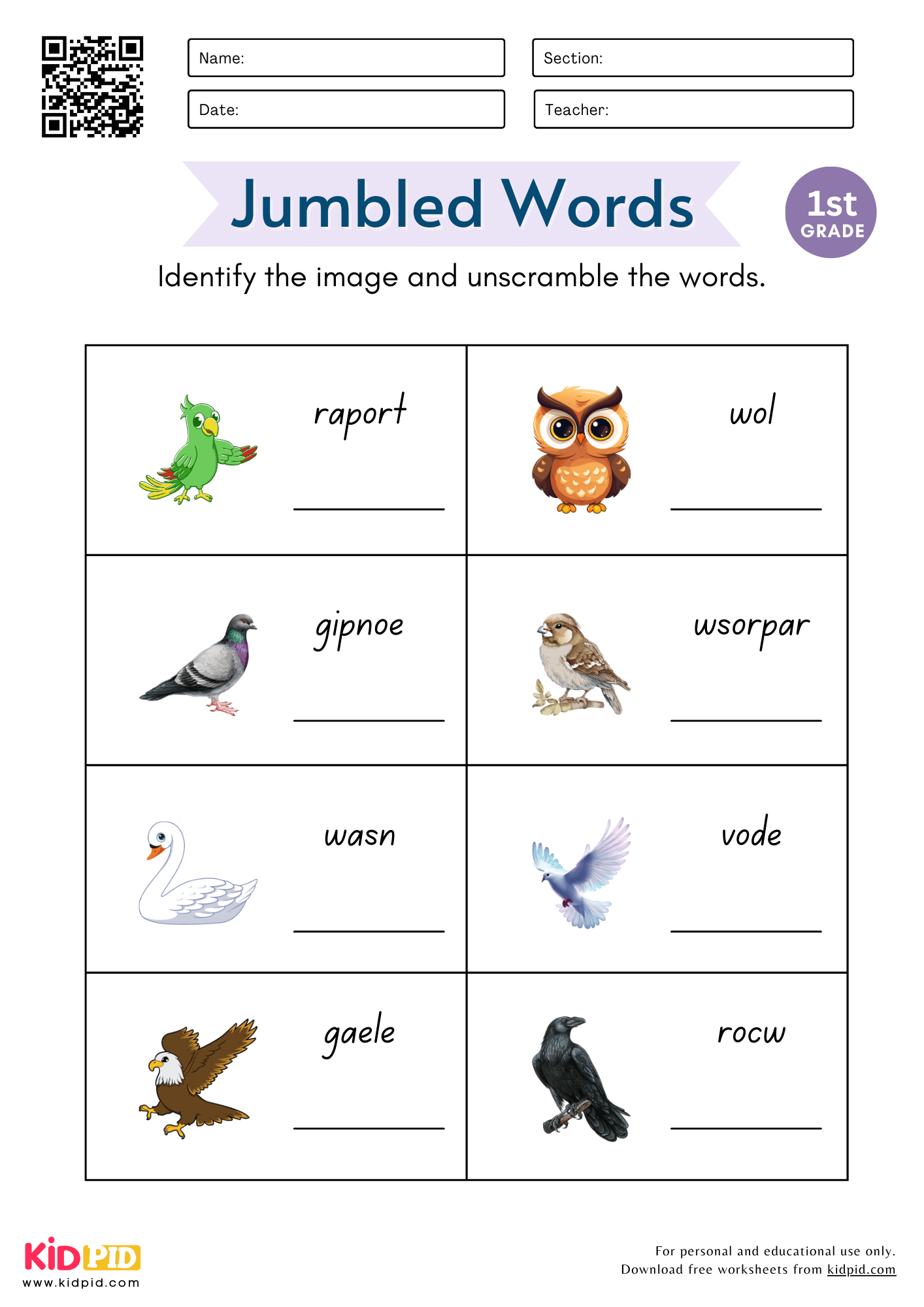 english for 1st graders worksheets