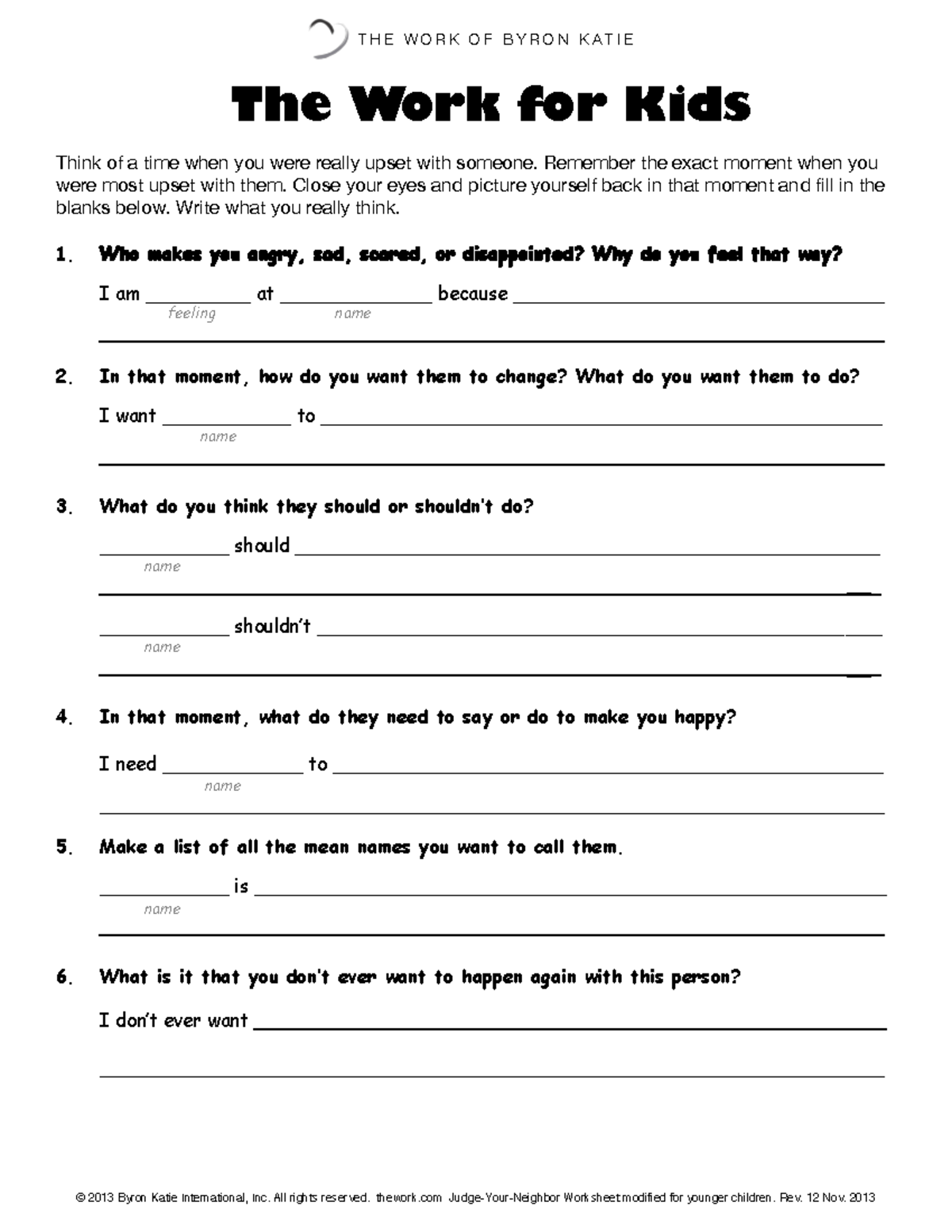 JYN Eng Child Final Exam The Work For Kids Judge Your Neighbor Worksheet Studocu