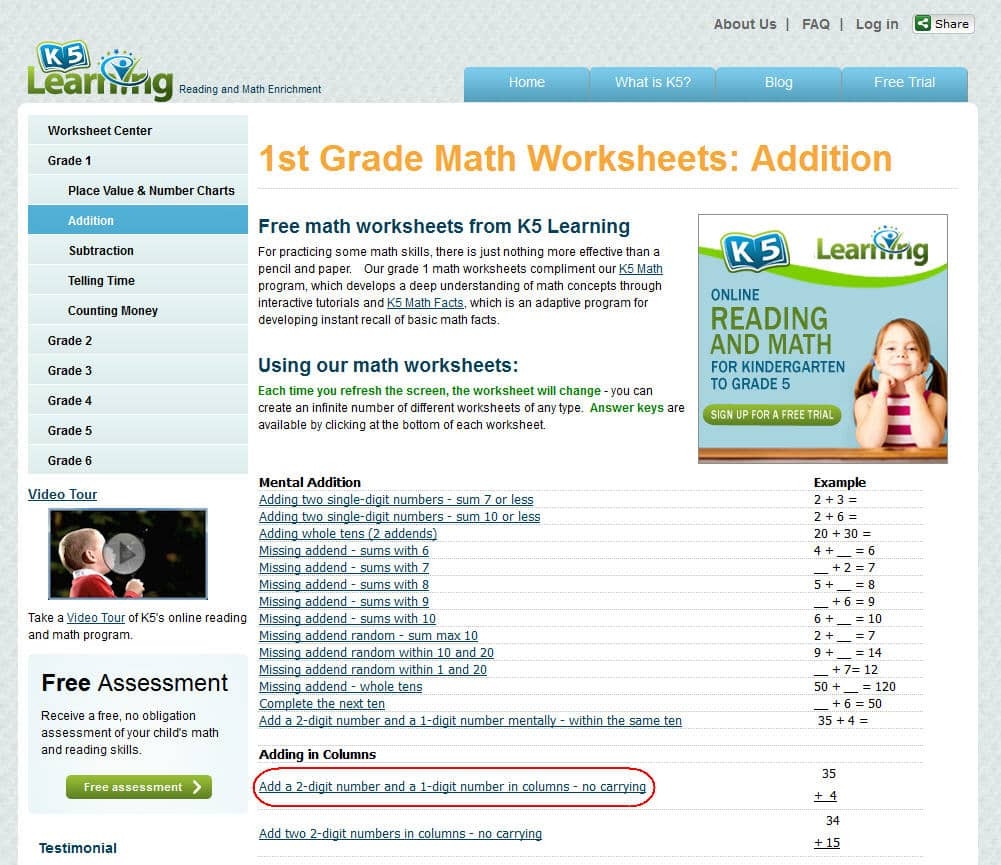 k5 learning math worksheets