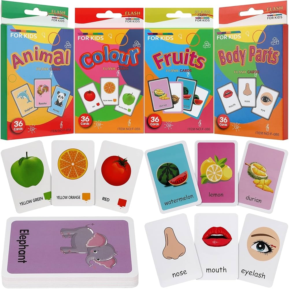 Kids Flashcards Set Flash Cards For Kids Early Learning Flashcards For Toddlers Age 2 4 Years Baby Cards For Toddlers 1 2 3 4 Years Animals Fruits Body Parts And Colours Amazon de Toys