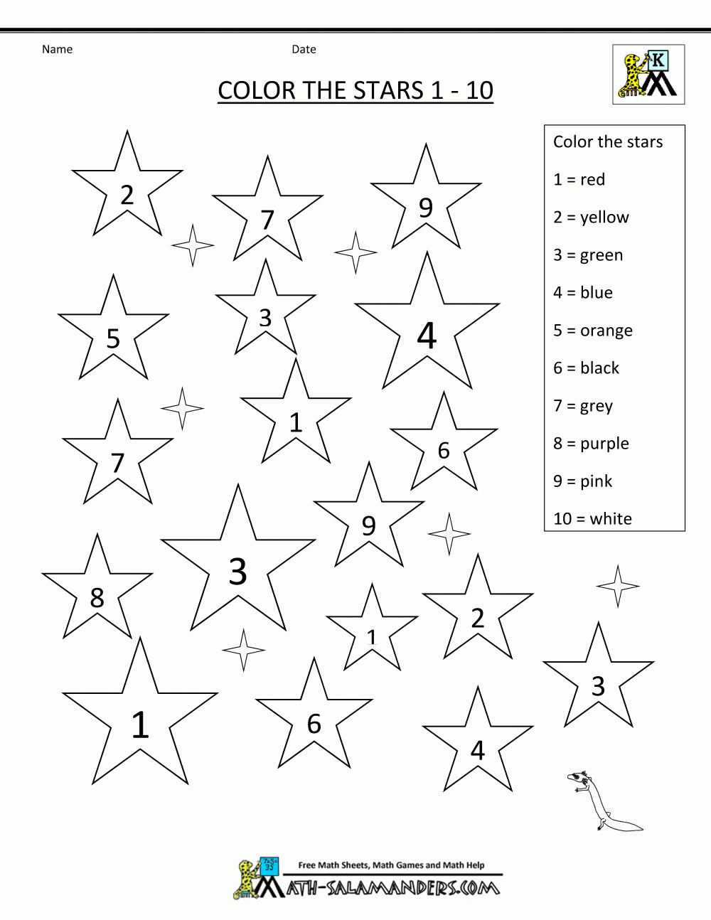 kindergarten math color worksheets