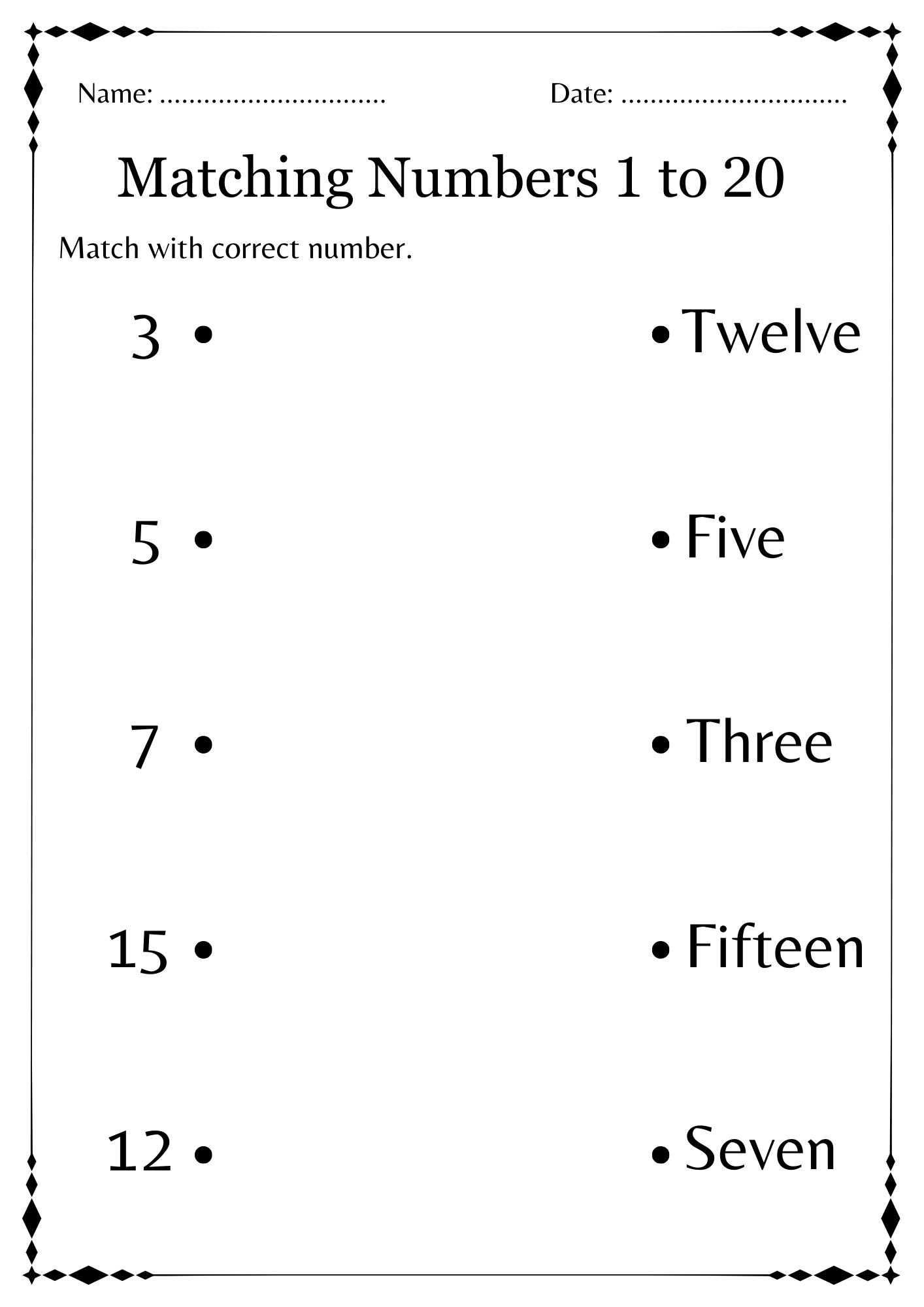Kindergarten Count And Match Worksheets 1 20 Matching Numbers To 20 Made By Teachers Kindergarten Count And Match Worksheets 1 20 Matching Numbers To 20 Made By Teachers