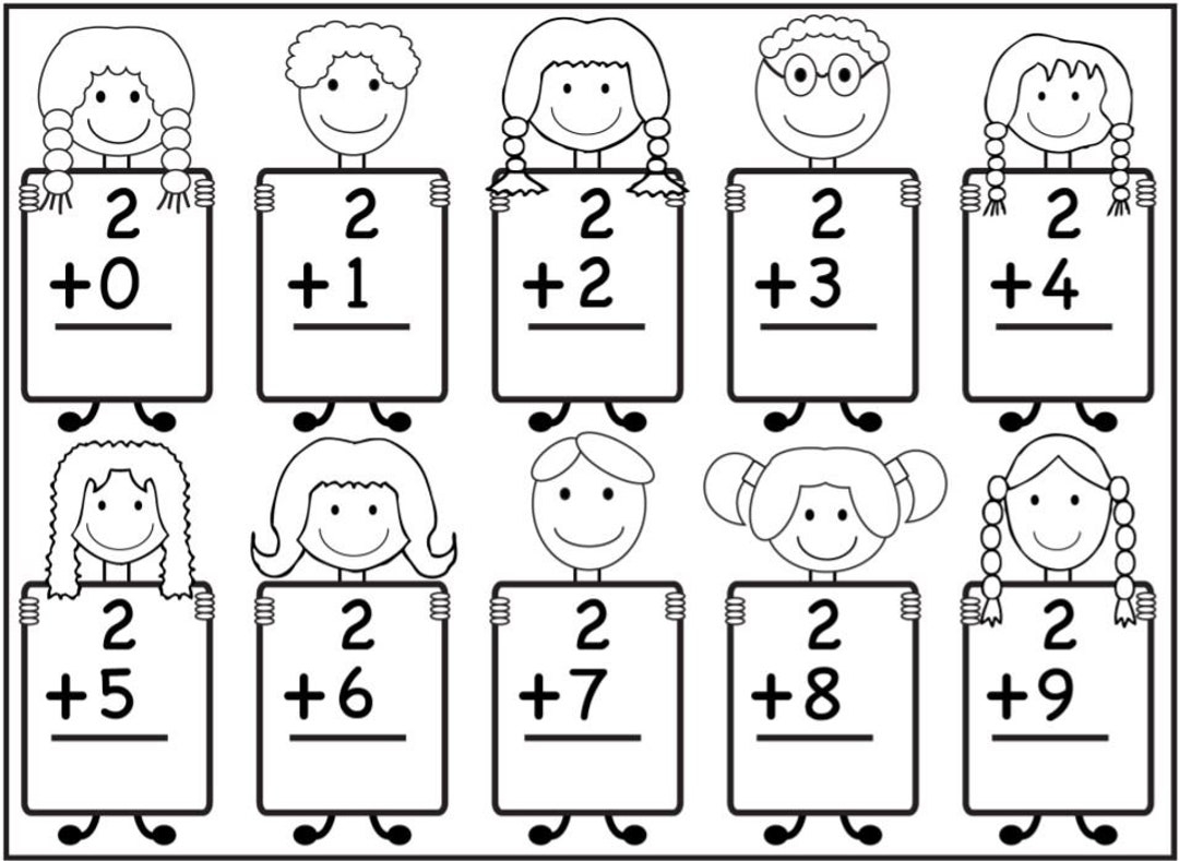 Kindergarten Math Worksheets Addition Of One digit Numbers Activity Etsy