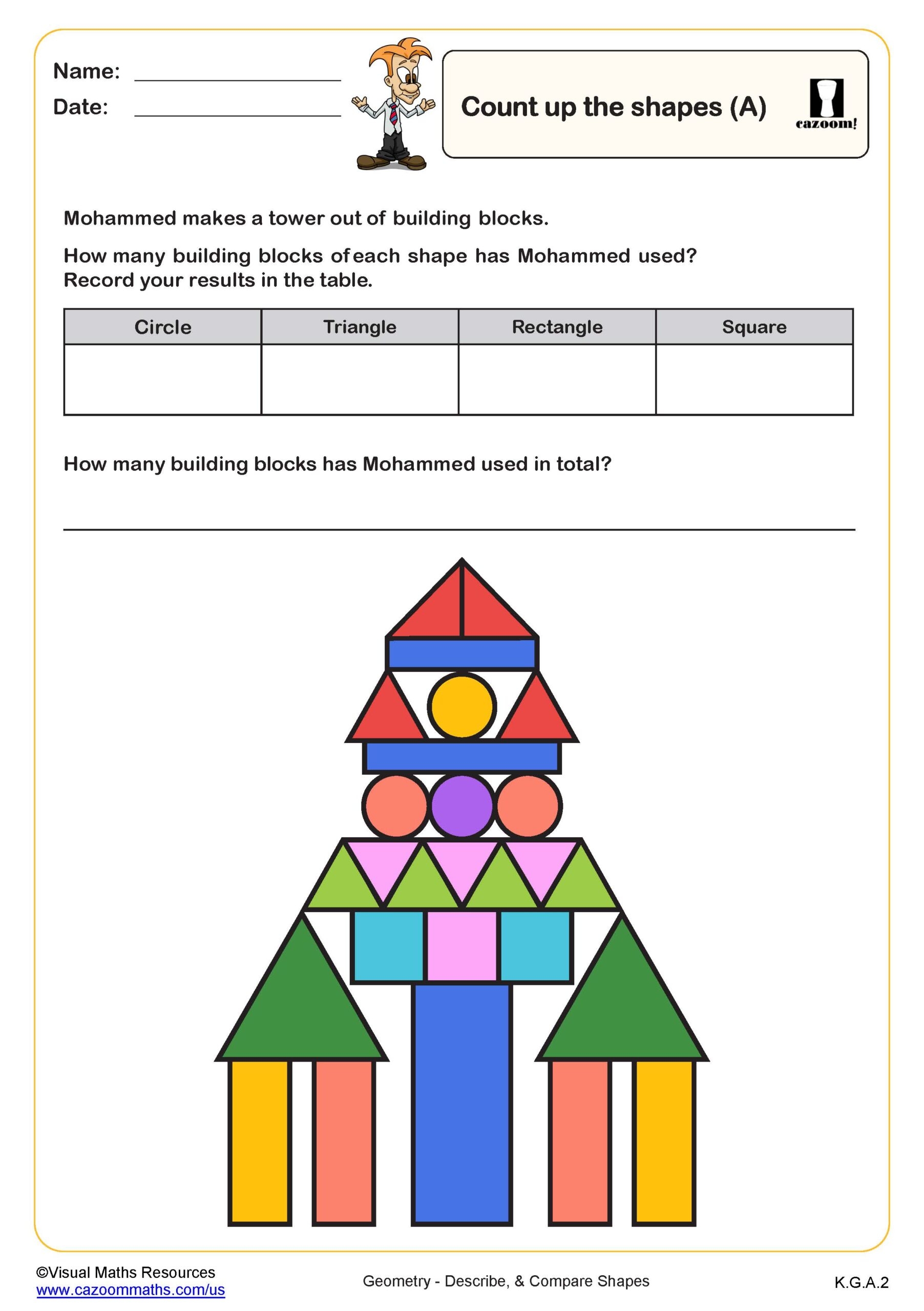math worksheet for kindergarten