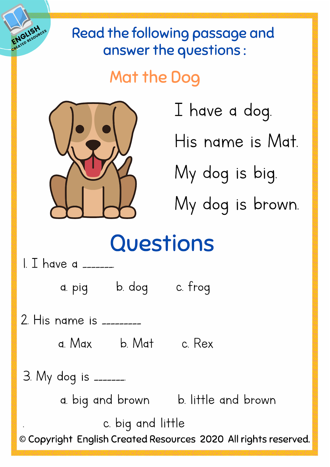 Kindergarten Reading Comprehension Part 1 English Created Resources Worksheets Library