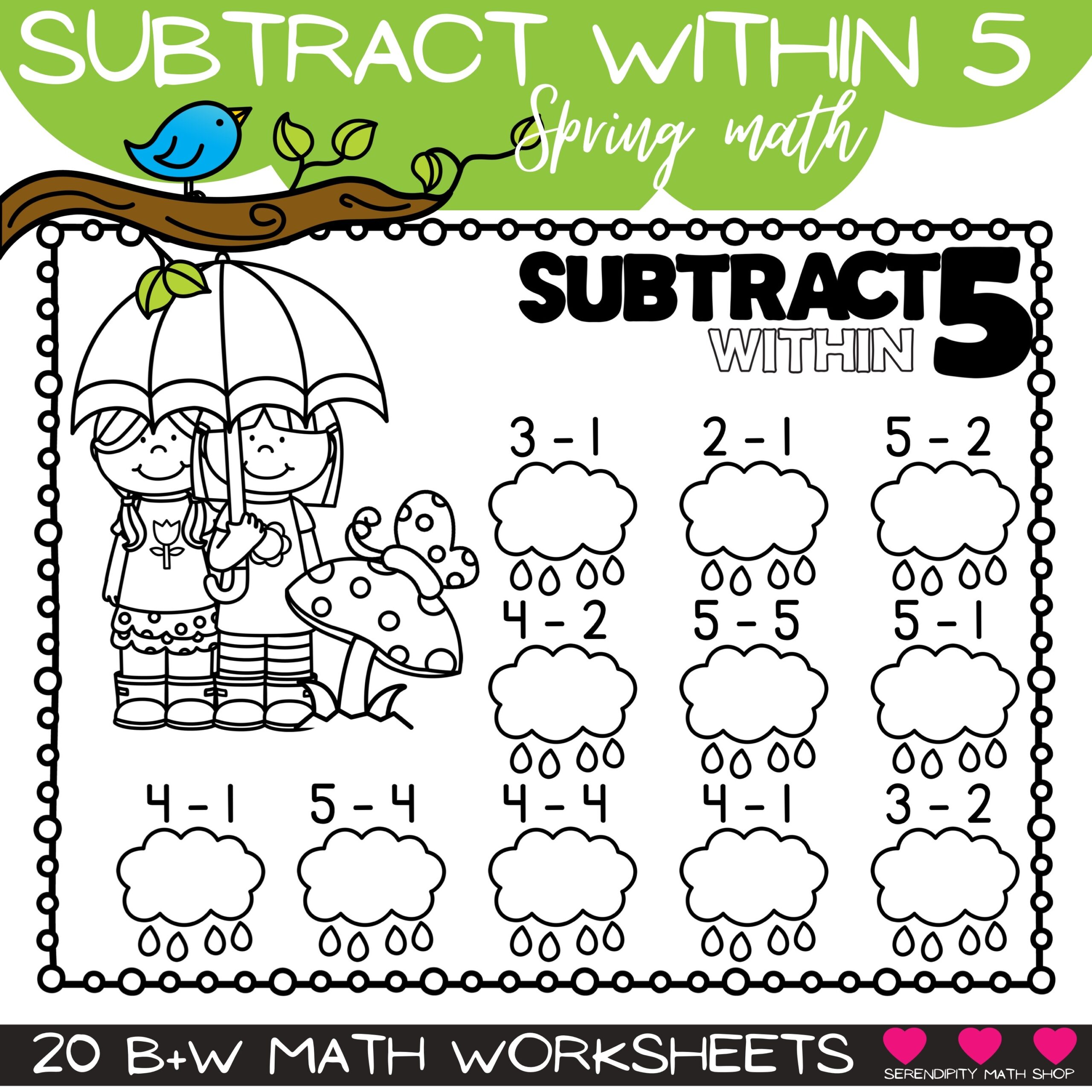 Kindergarten Spring Math Worksheets Add Subtract Within 5 Classful