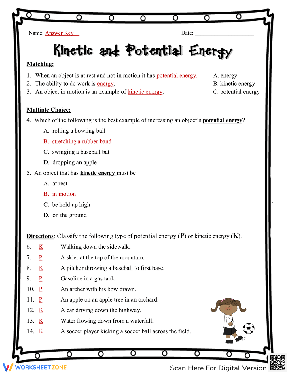 Kinetic And Potential Energy Worksheets Printable