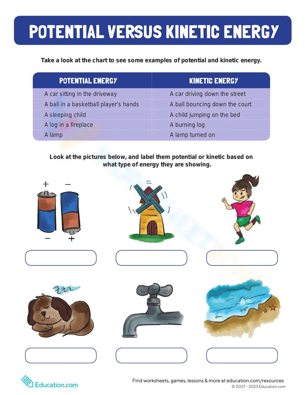 Kinetic And Potential Energy Worksheets Printable
