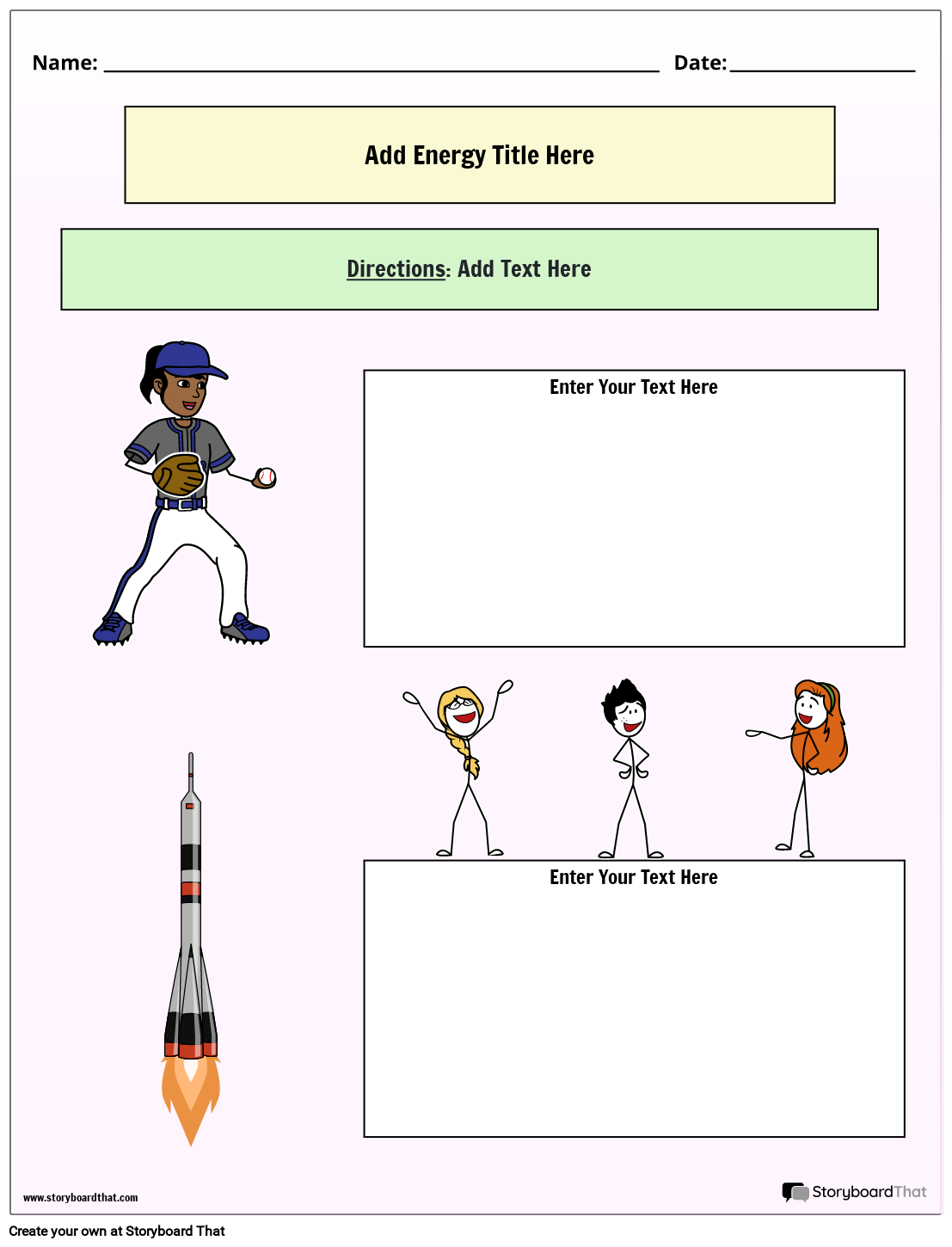Kinetic Potential Energy Worksheets Storyboard That