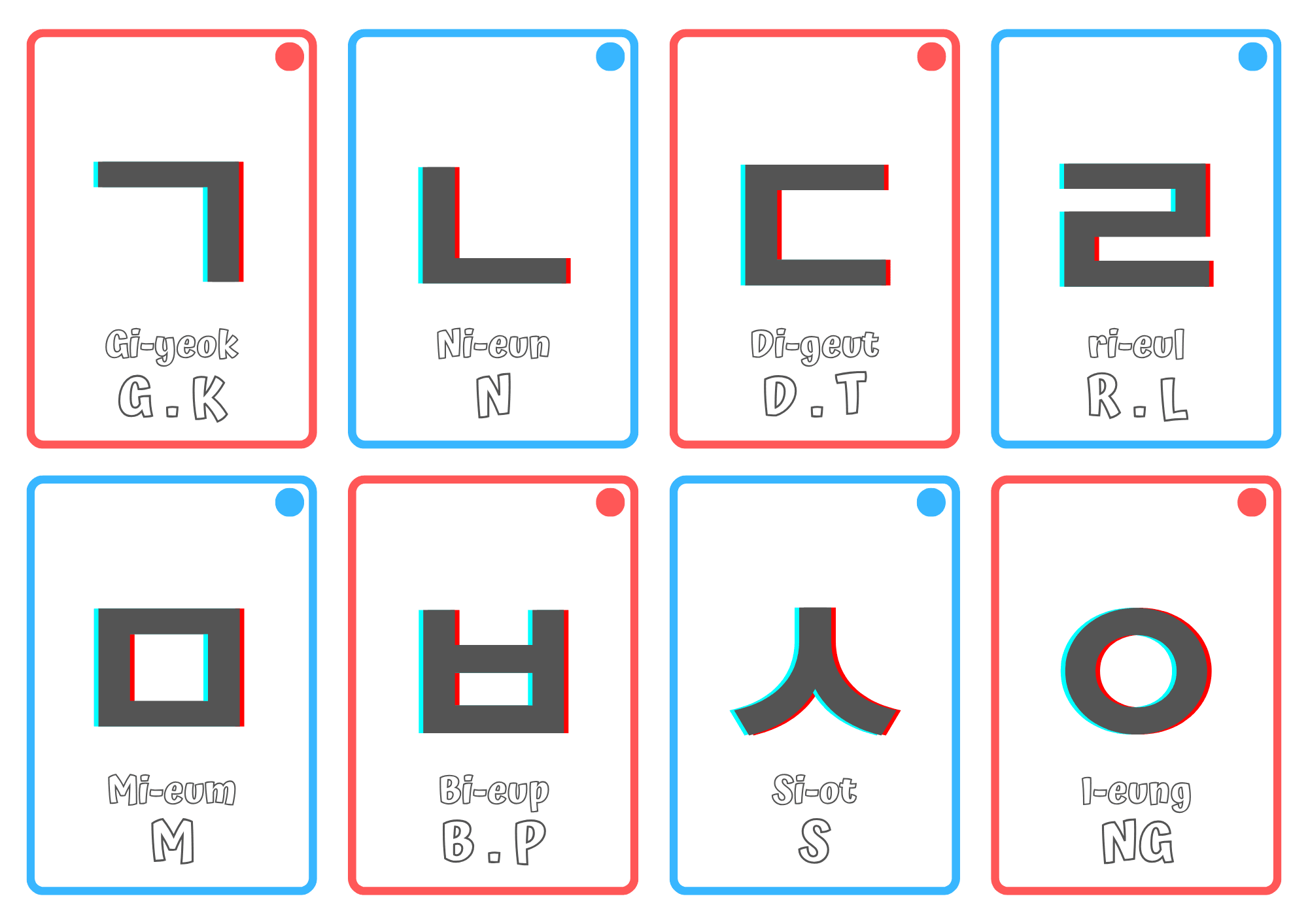 korean alphabet flashcards