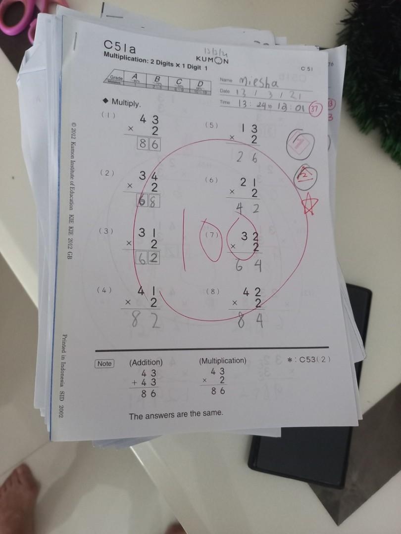 Kumon Worksheets 2020 To 2022 Worth Of Worksheets Hobbies Toys Books Magazines Assessment Books On Carousell