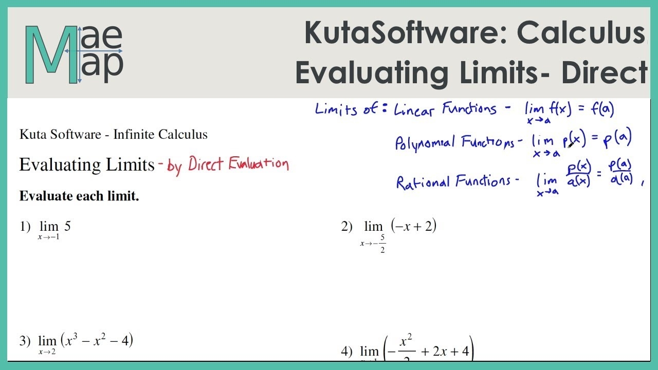 KutaSoftware Calculus Evaluating Limits Direct Evaluation YouTube
