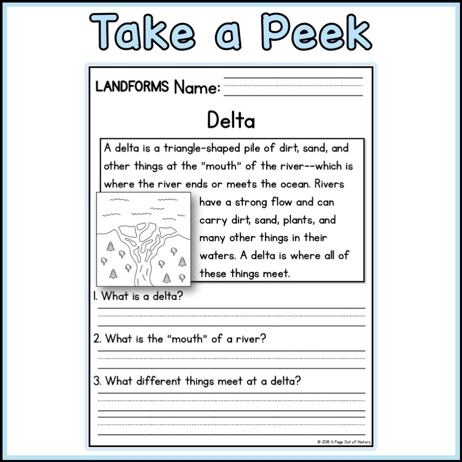 Landforms Social Studies Science Reading Comprehension Passages K 2 Made By Teachers