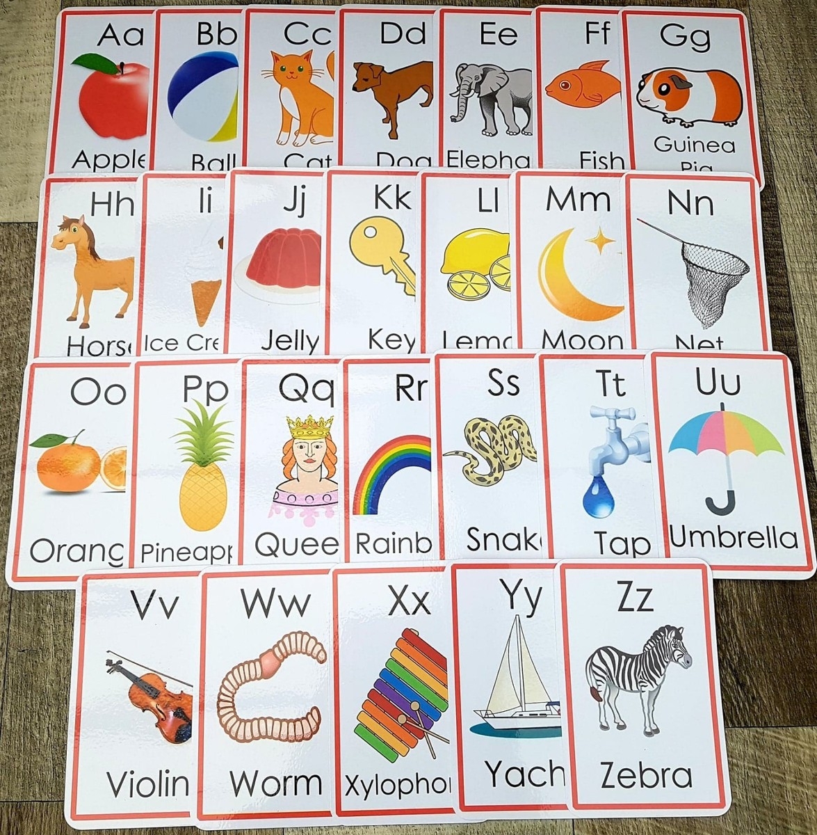 Large ALPHABET Flash Cards Letters Words Pic Childminder Teaching Resource EBay UK