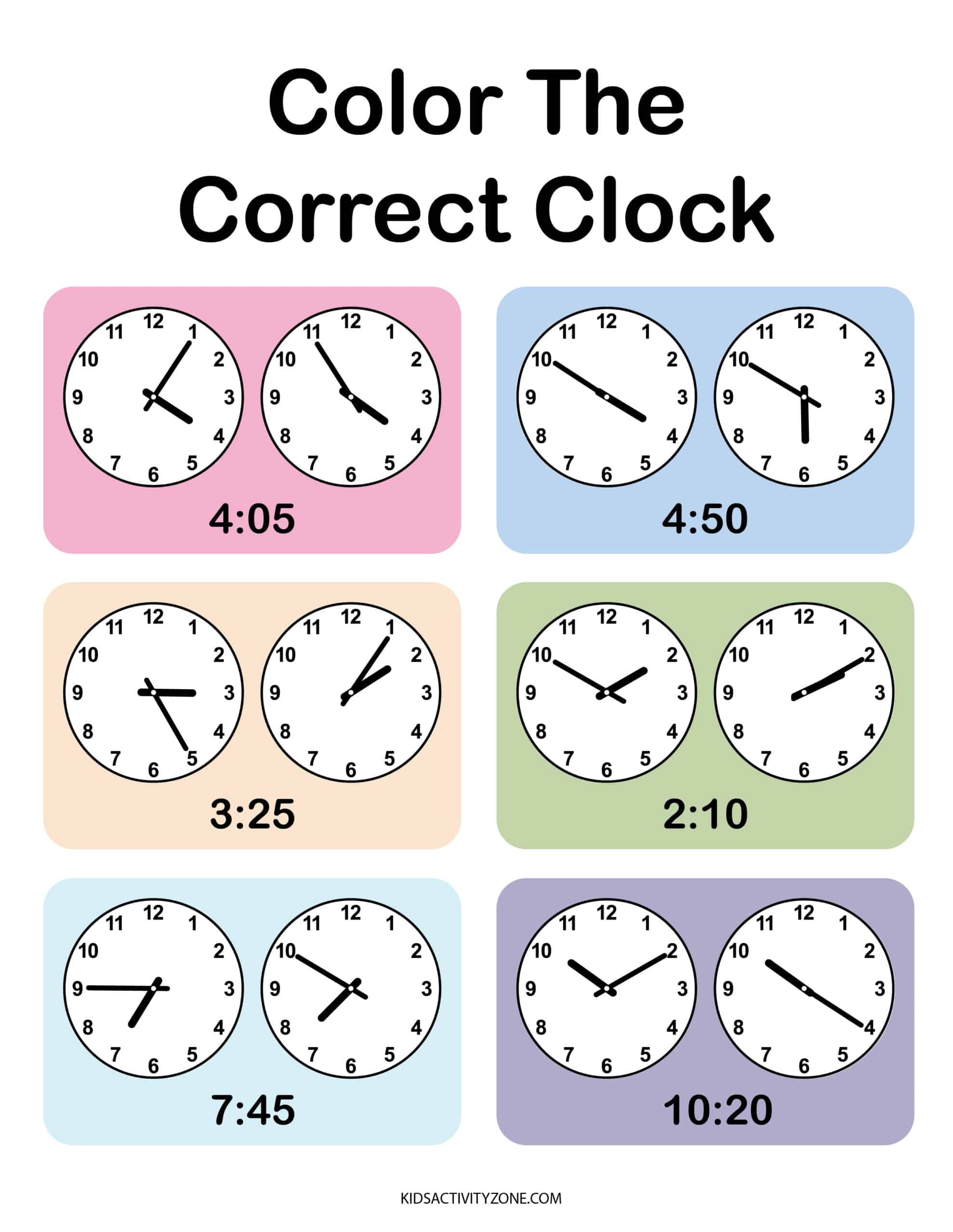 read clock worksheet