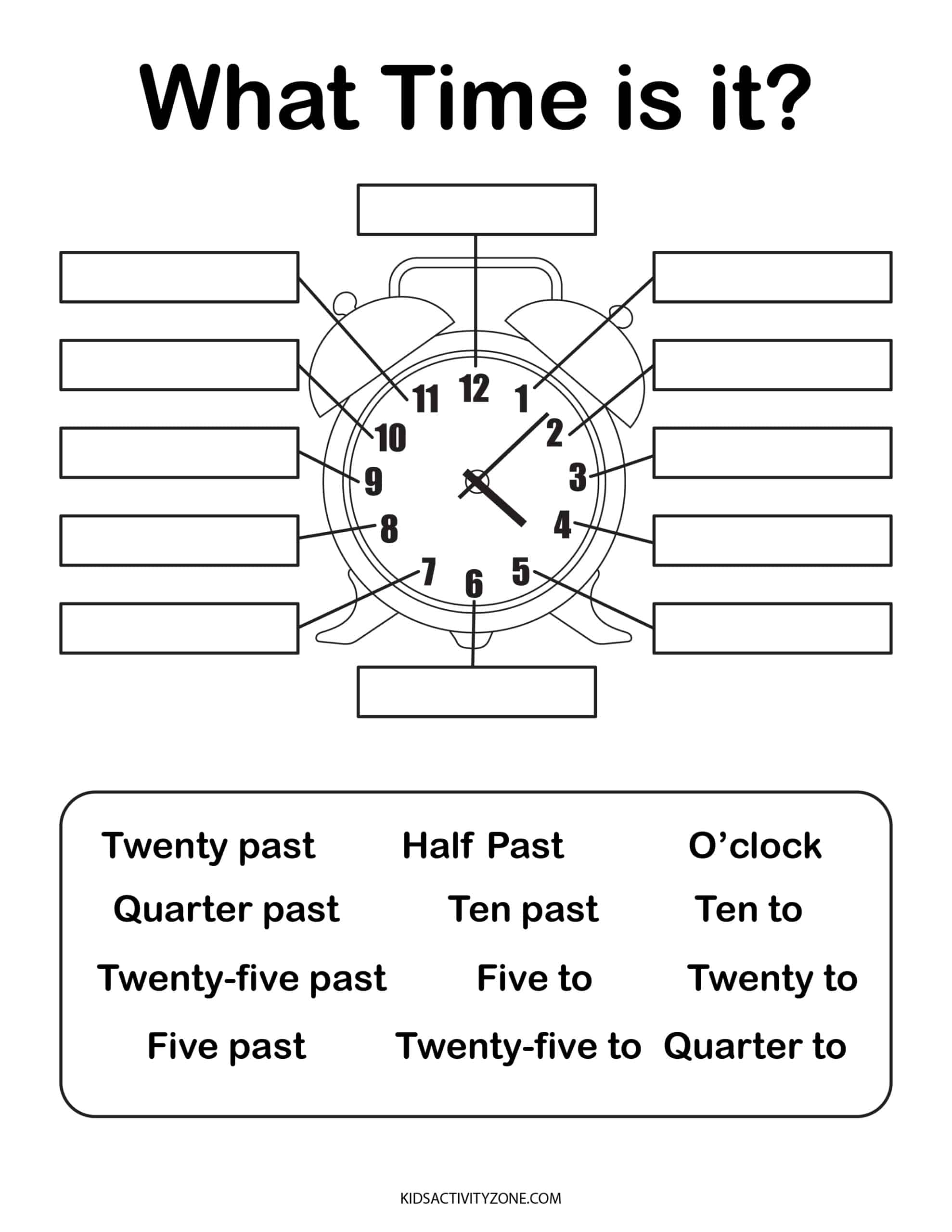 Learn How To Tell Time Worksheets Kids Activity Zone