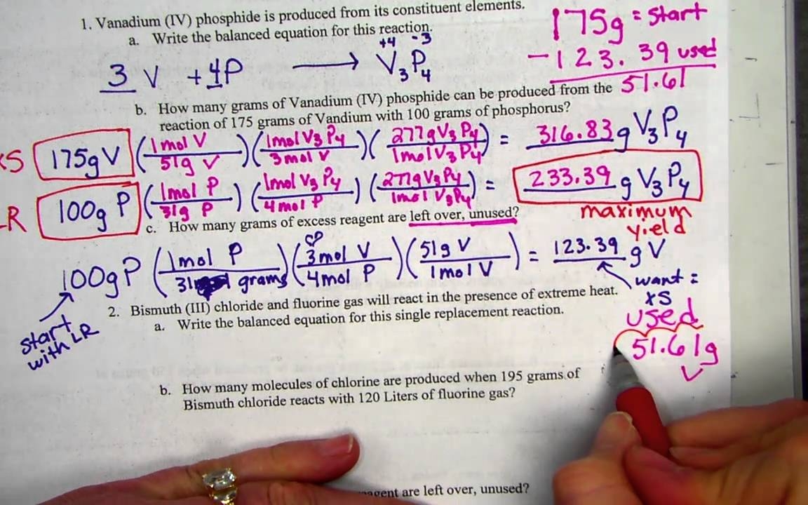 limiting reagent worksheet