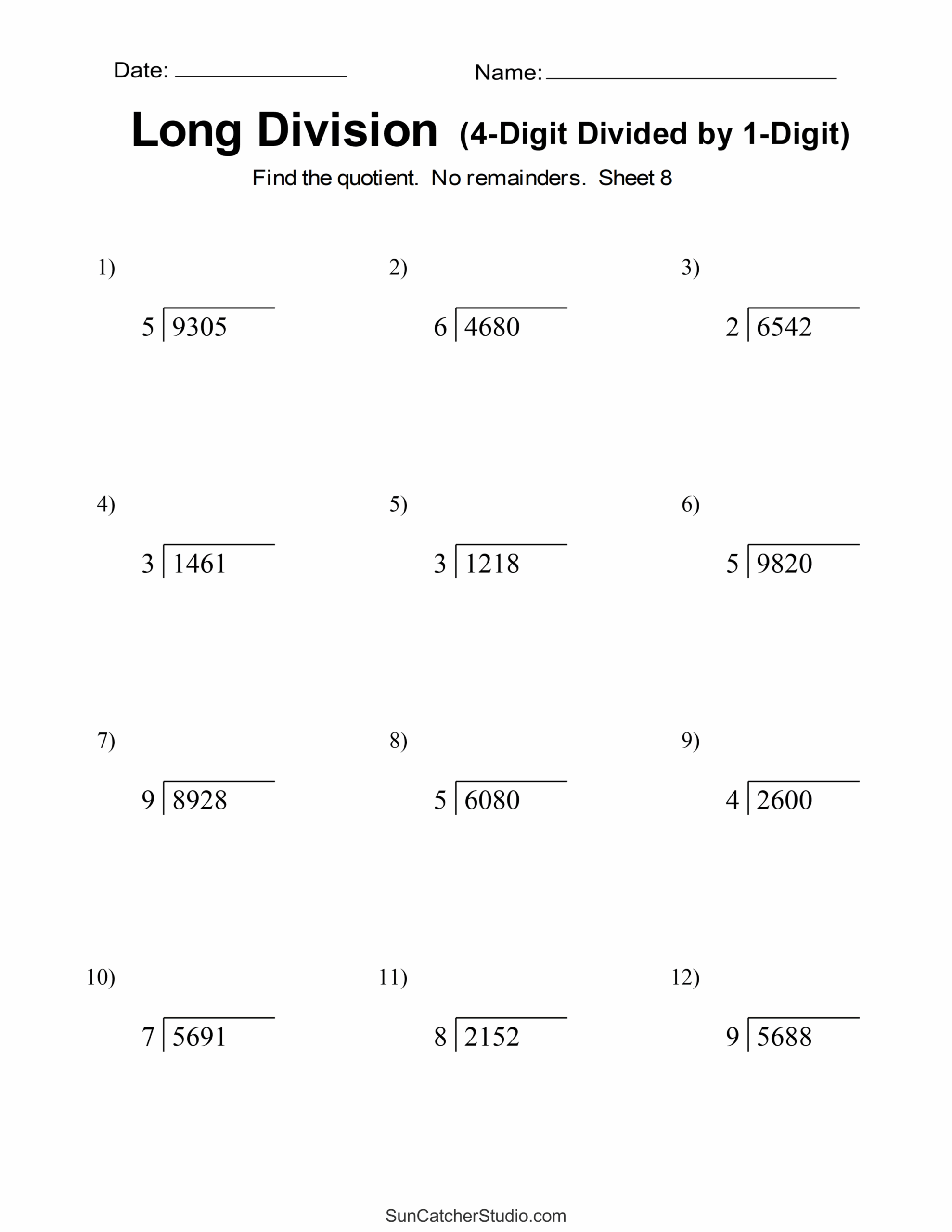 division worksheets grade 4