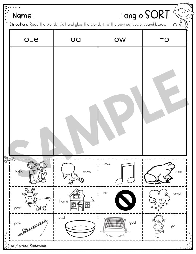 Long O Worksheets Phonics Activities 1st Grade Pandamania