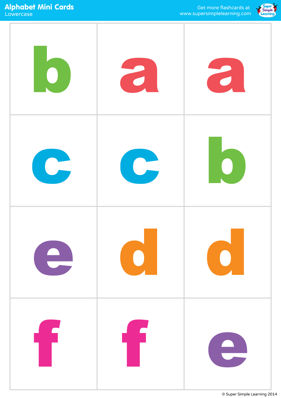 Lowercase Alphabet Mini Cards Colorful Version Super Simple