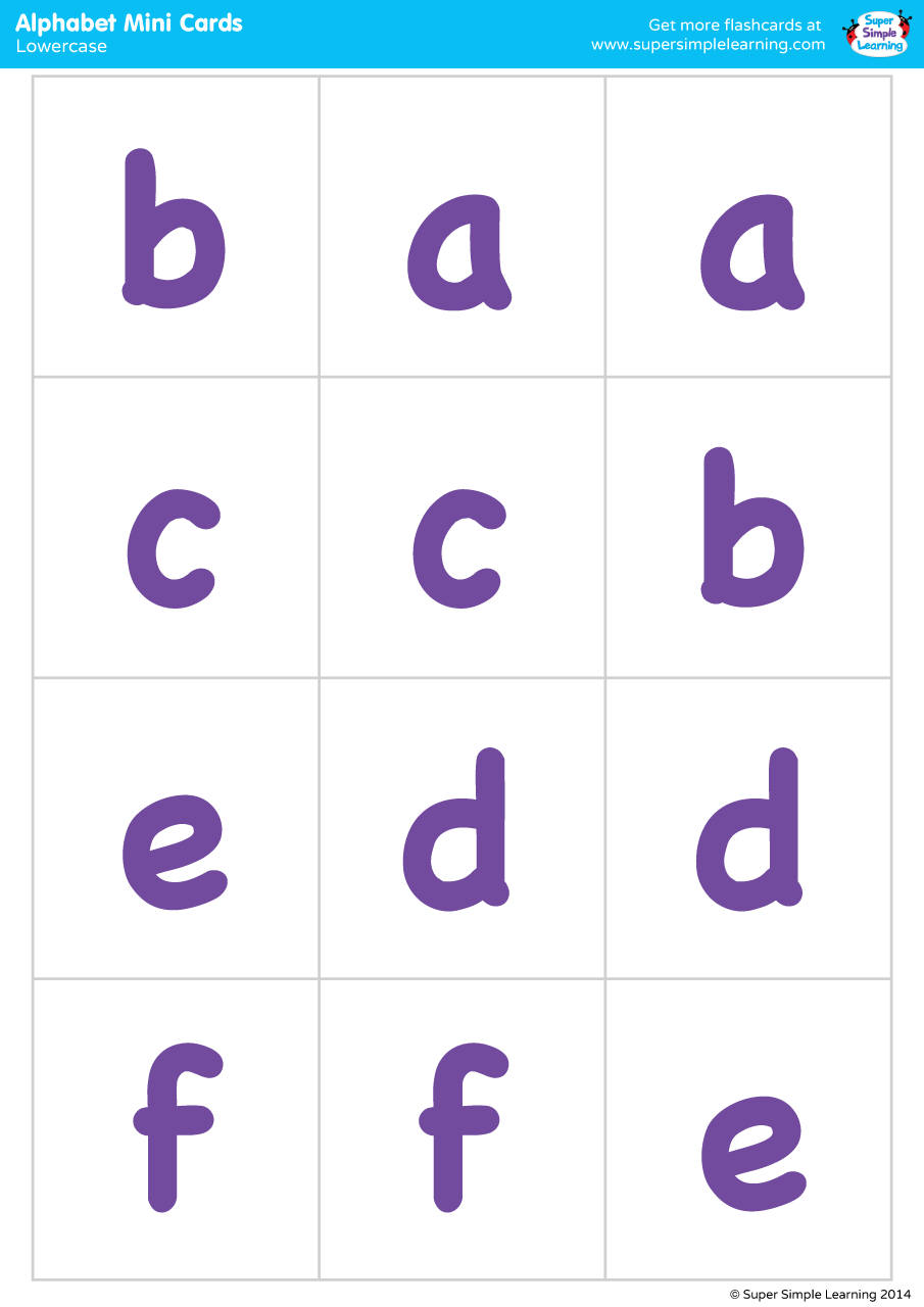 lowercase letters flashcards