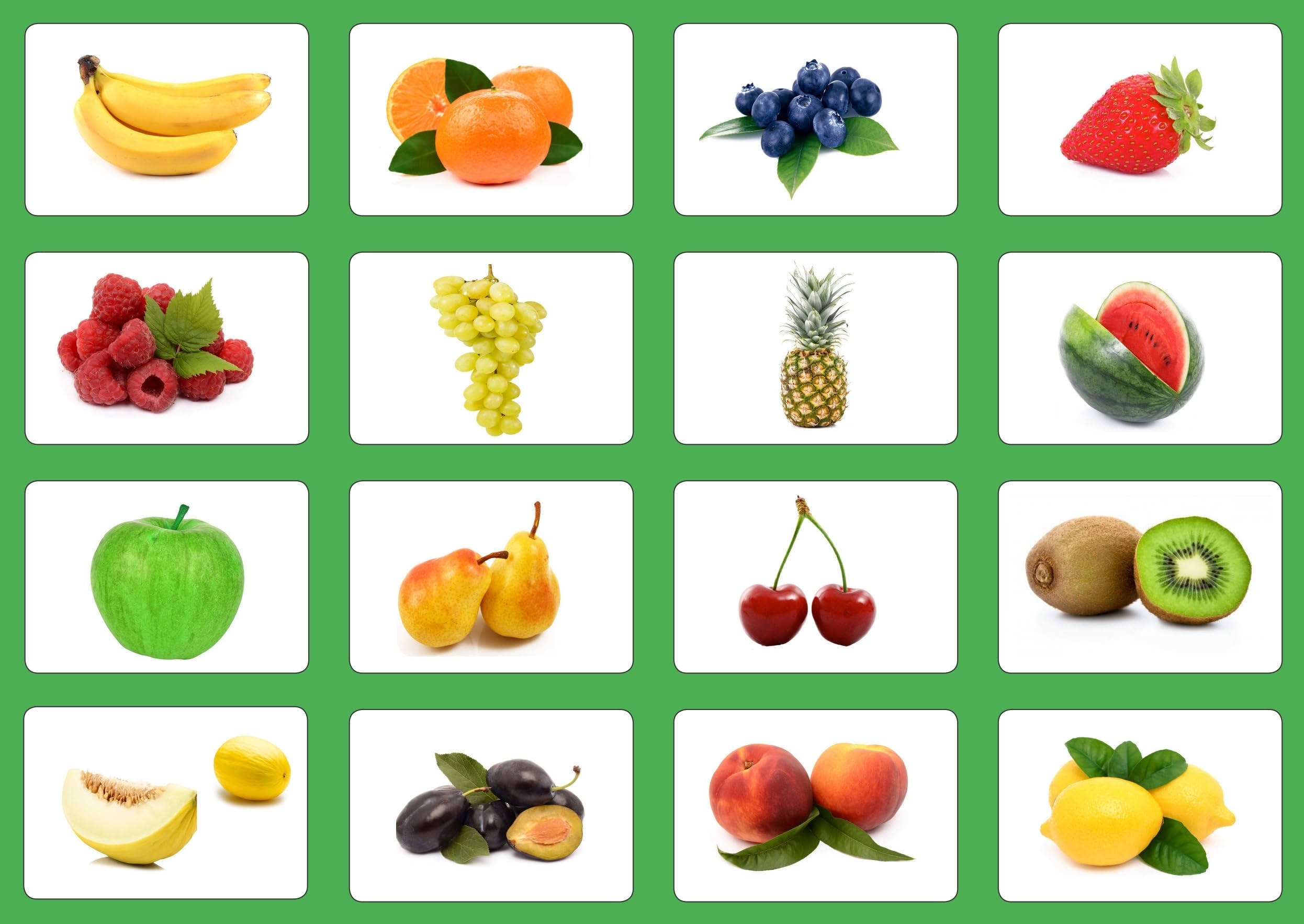 LYSCO Picture Cards Fruit Vocabulary Flashcards Laminated On Both Sides Pack Of 16 Amazon de Toys