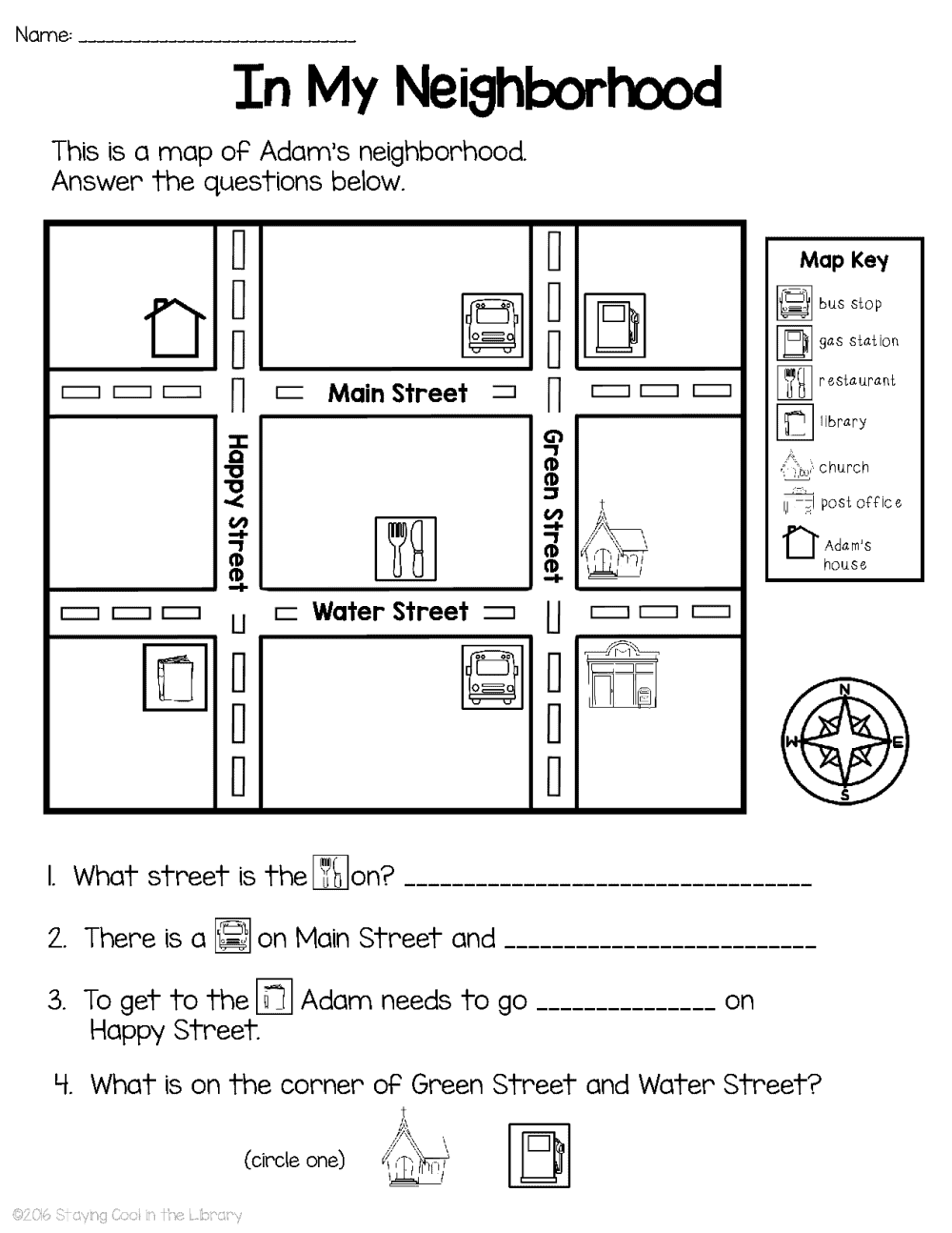 Mapping Skills With Google Earth Gr PK 2 Urban Neighborhood Map WORKSHEET