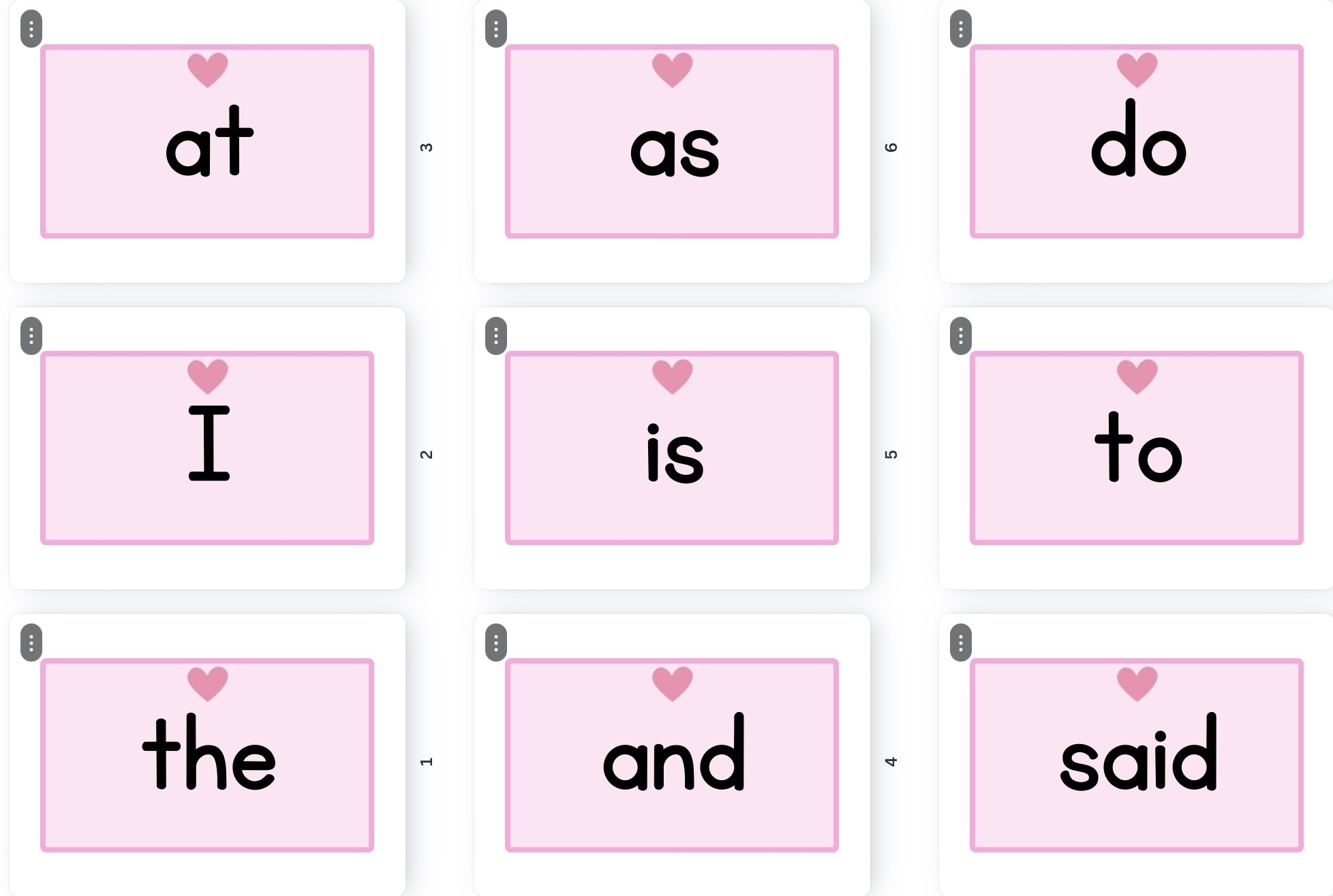 Mash Infants Heart Word Display Flashcards