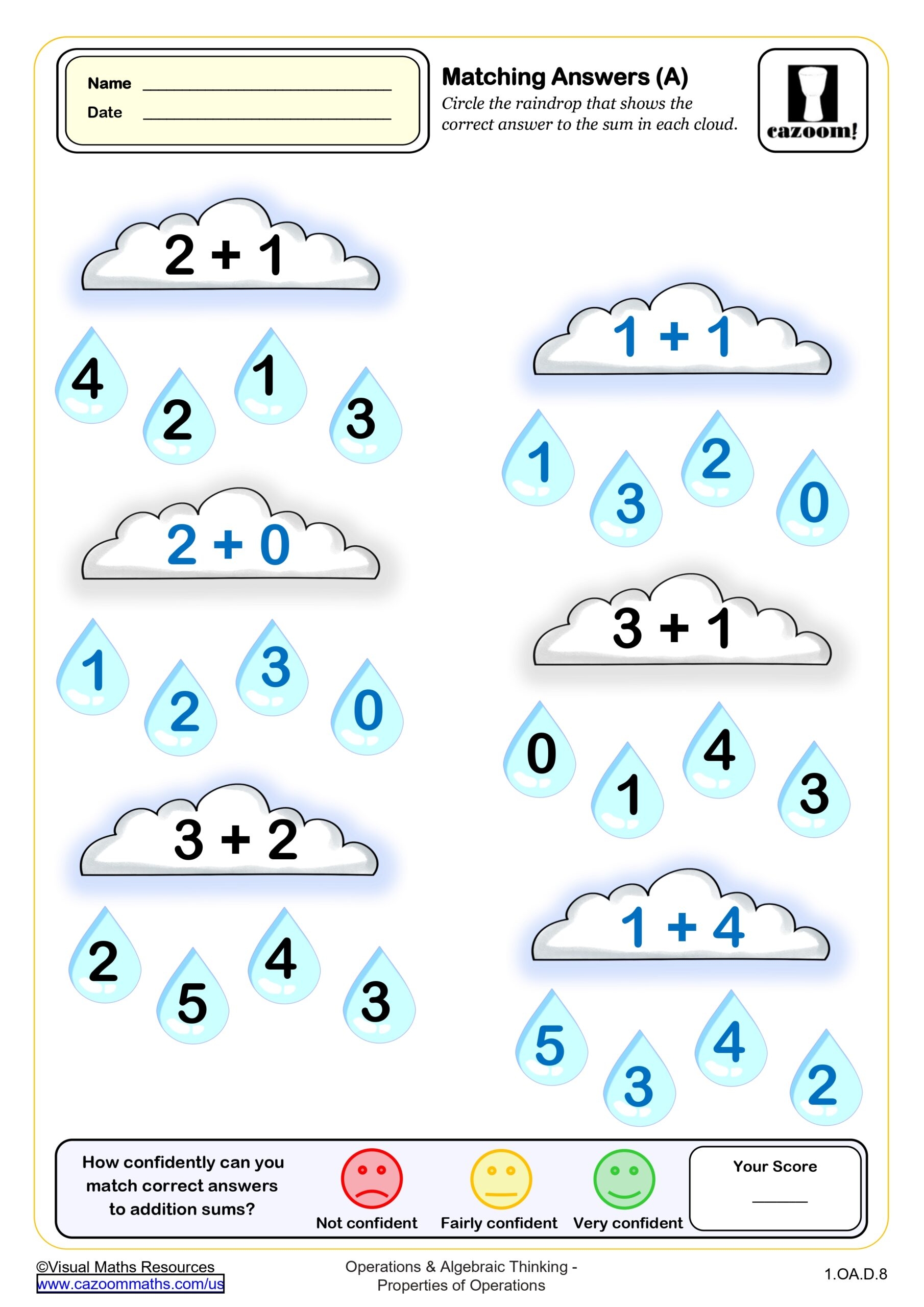 Matching Answers A Fun And Engaging 1st Grade PDF Worksheets Cazoom Math