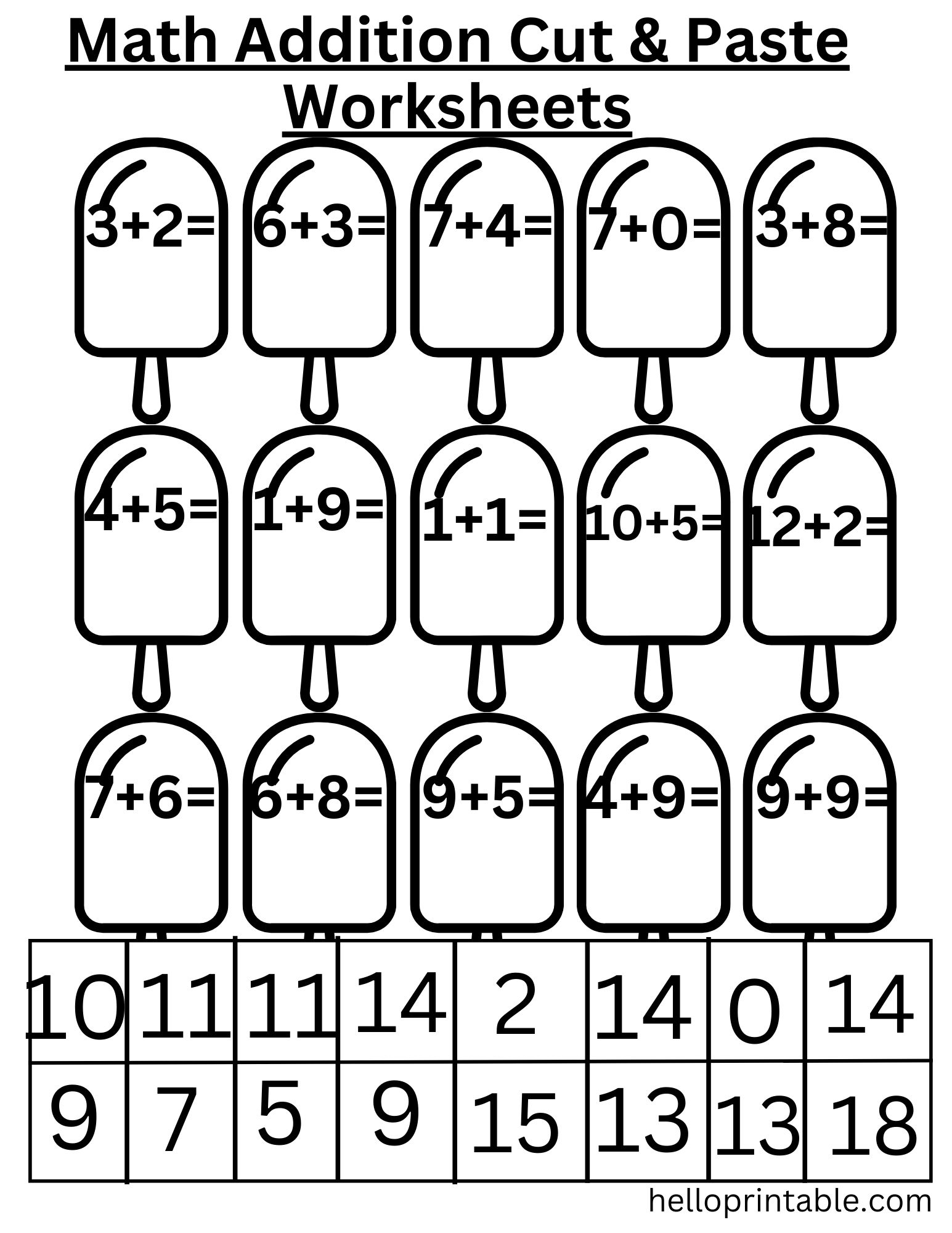 cut and glue math worksheets