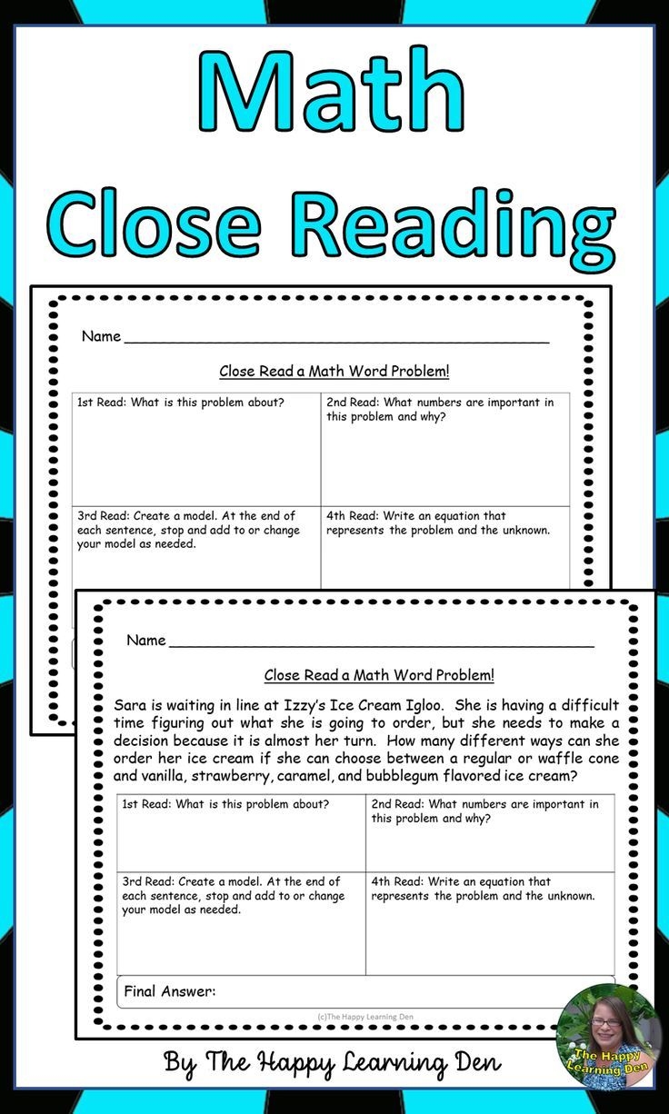 Math Close Reading Worksheets