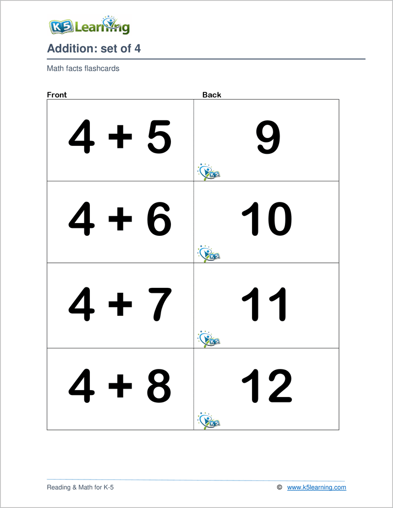 math fact flashcards